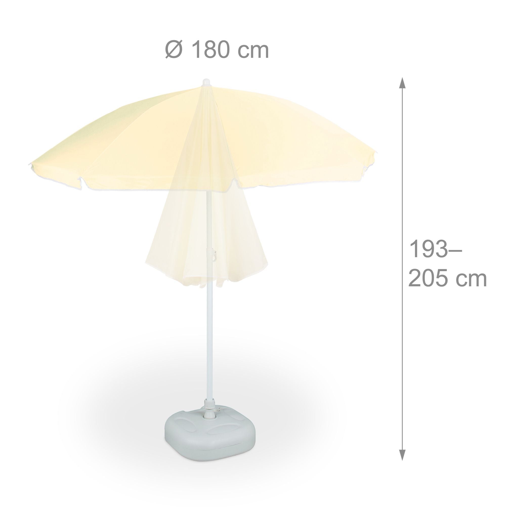 Sonnenschirm 180cm Weiss-Gelb von Relaxdays