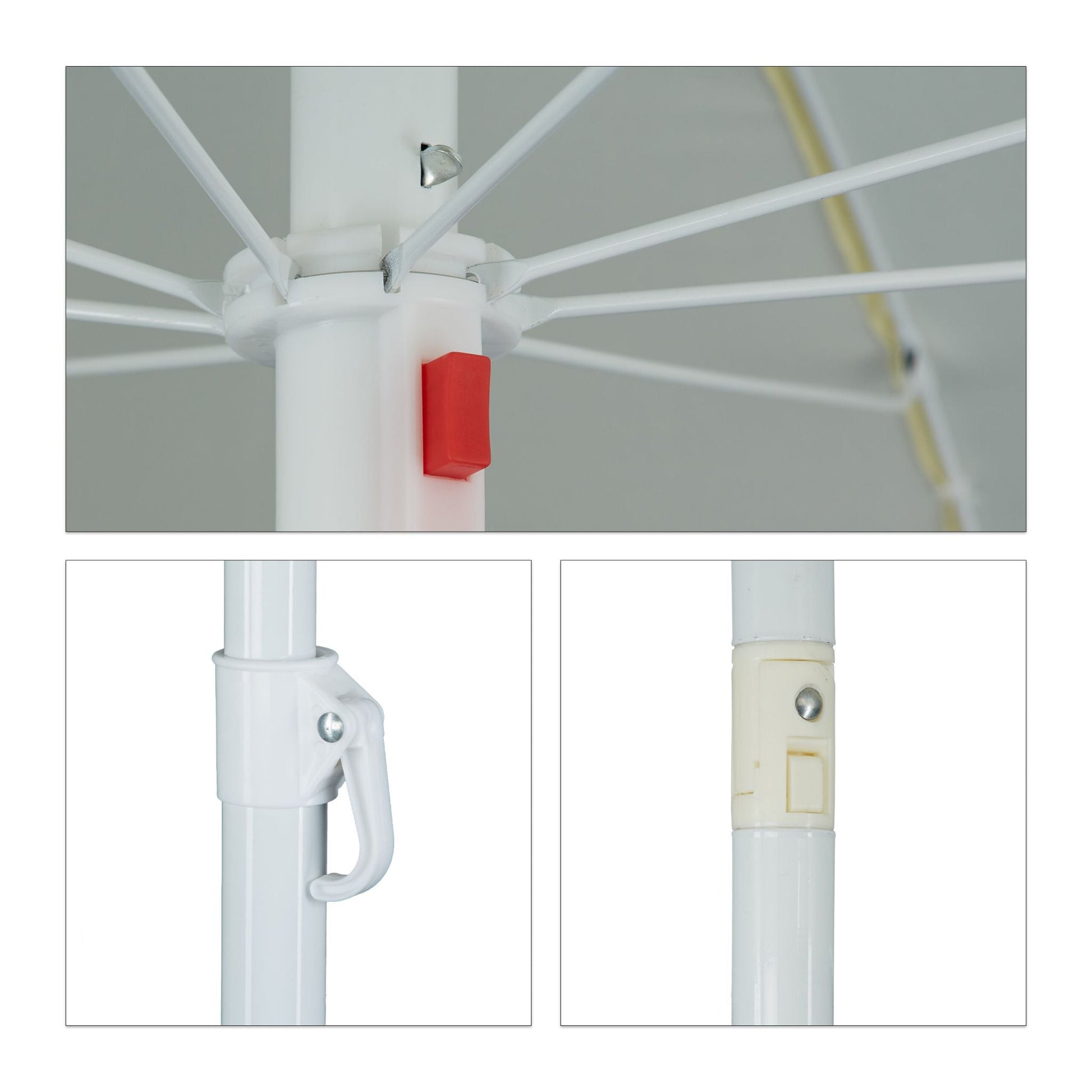 Sonnenschirm 180cm Weiss-Gelb von Relaxdays