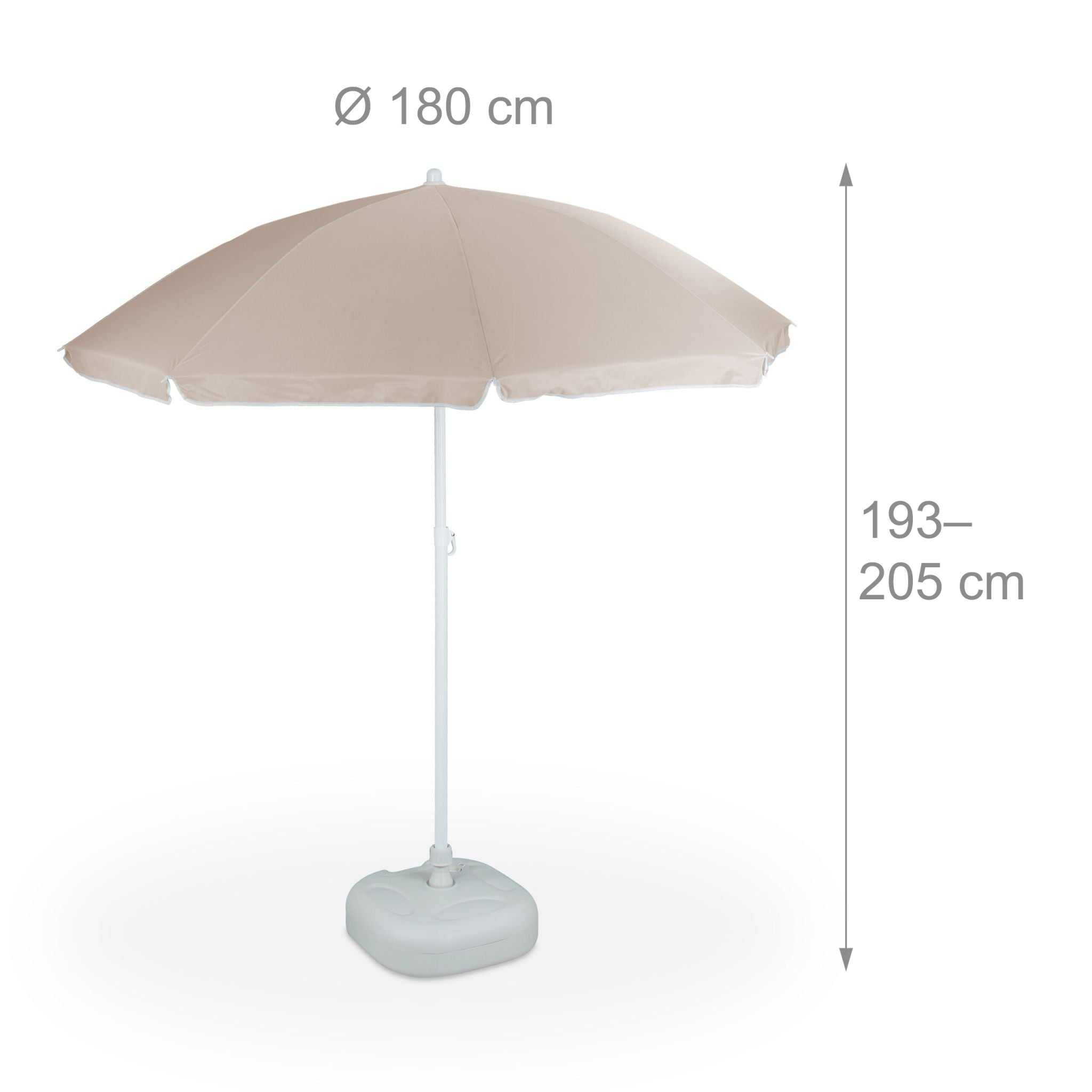 Sonnenschirm 180cm Beige-Weiss von Relaxdays