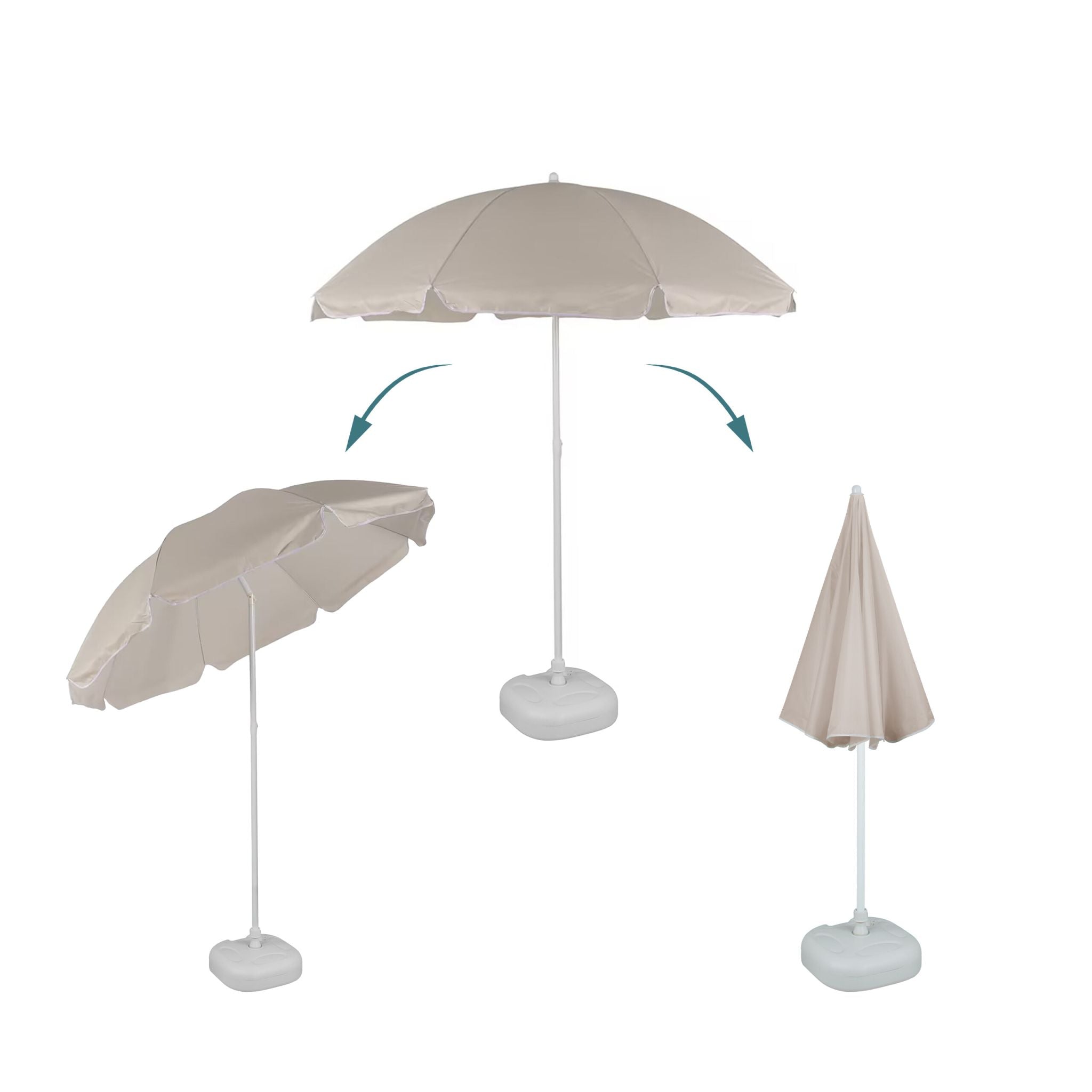 Sonnenschirm 180cm Beige-Weiss von Relaxdays