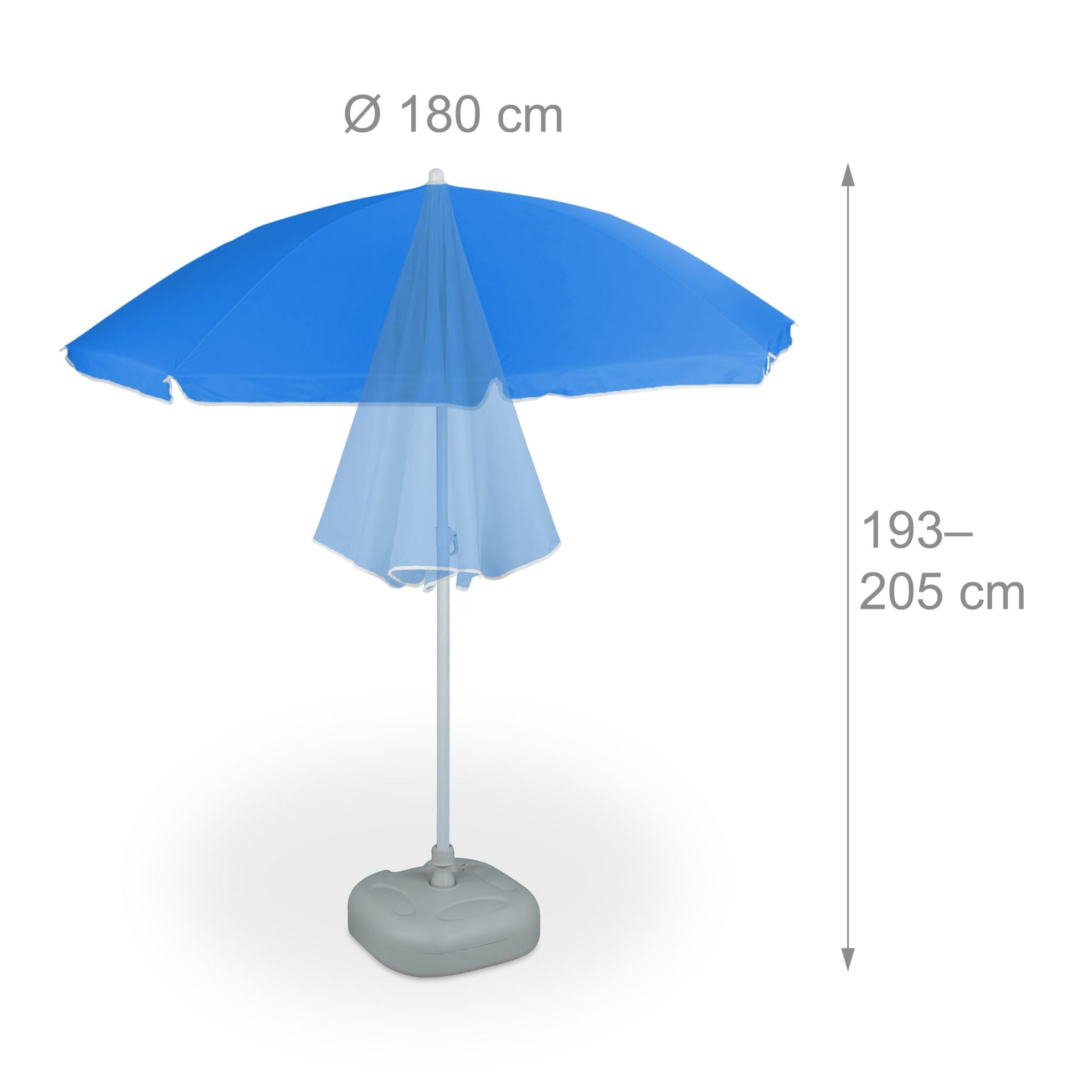 Sonnenschirm 180cm Weiss-Blau von Relaxdays