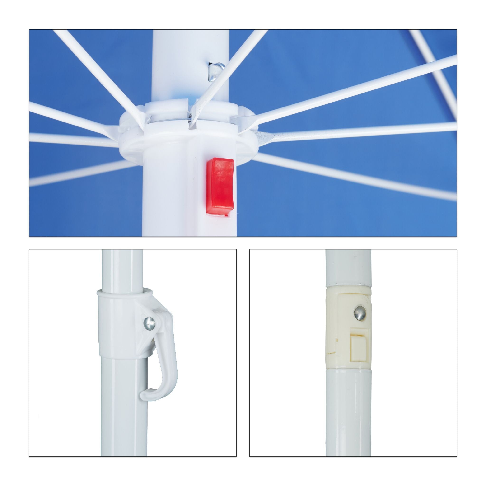 Sonnenschirm 180cm Weiss-Blau von Relaxdays