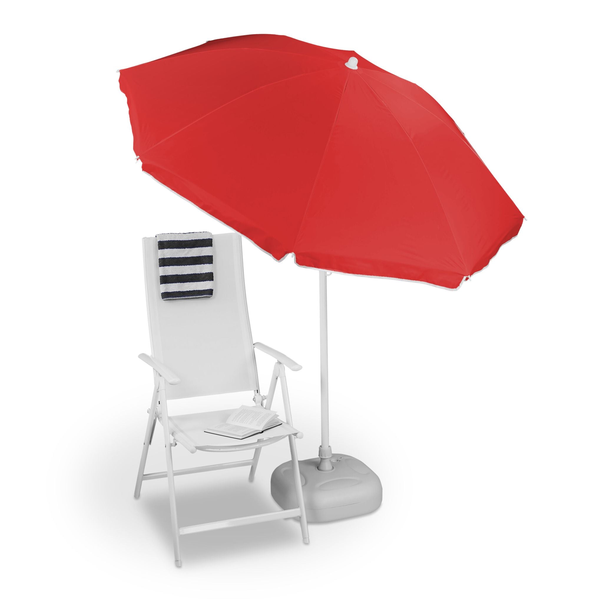 Sonnenschirm 180cm Weiss-Rot von Relaxdays