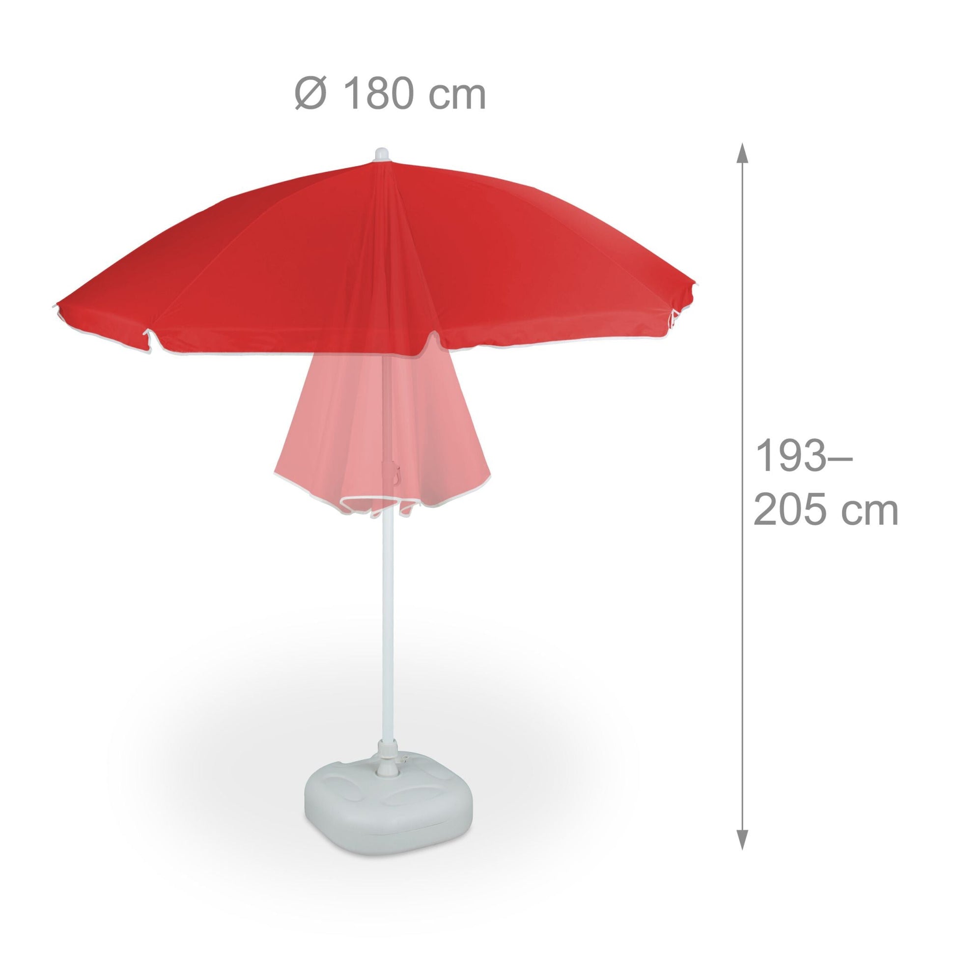 Sonnenschirm 180cm Weiss-Rot von Relaxdays