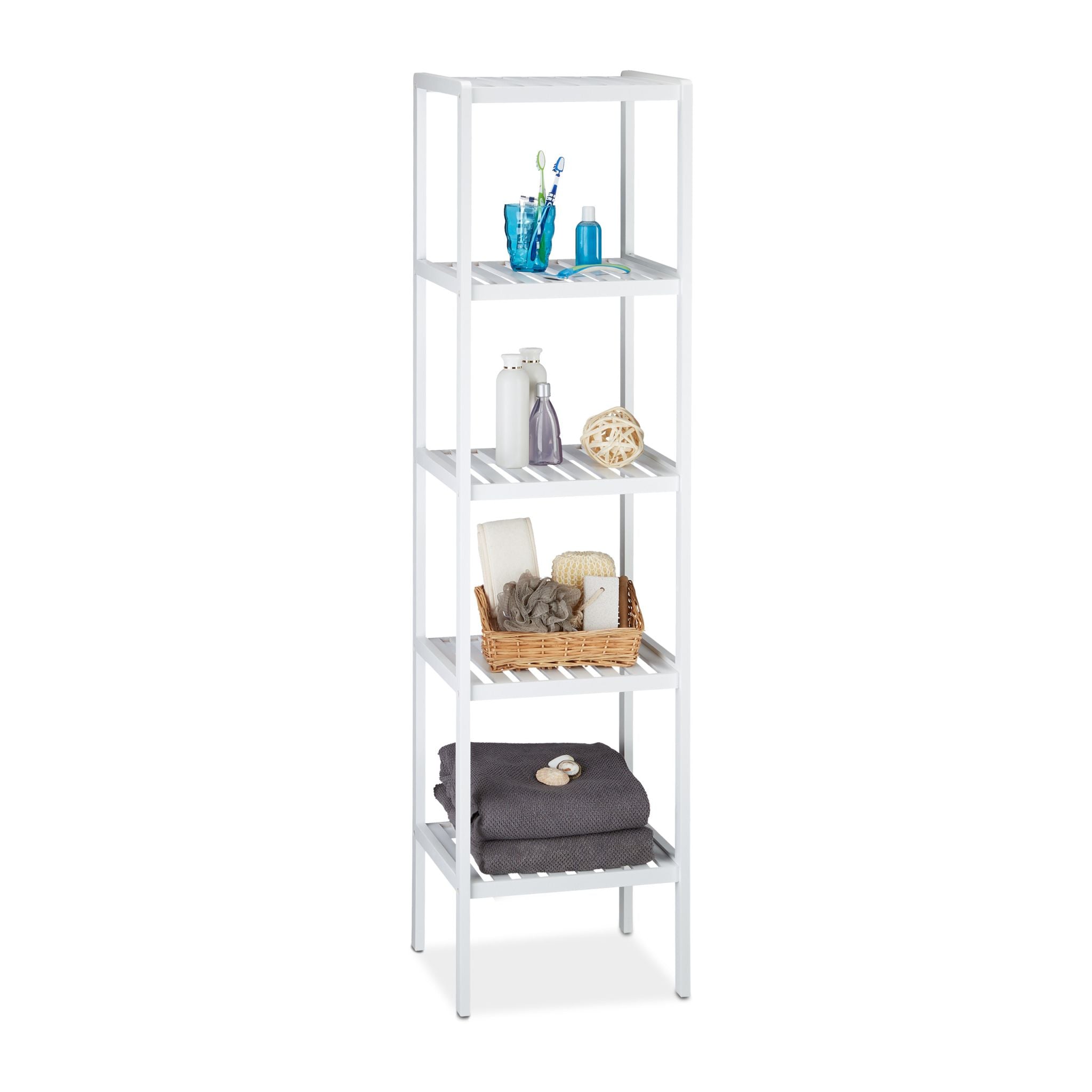 Bambus Badregal weiss Weiss von Relaxdays
