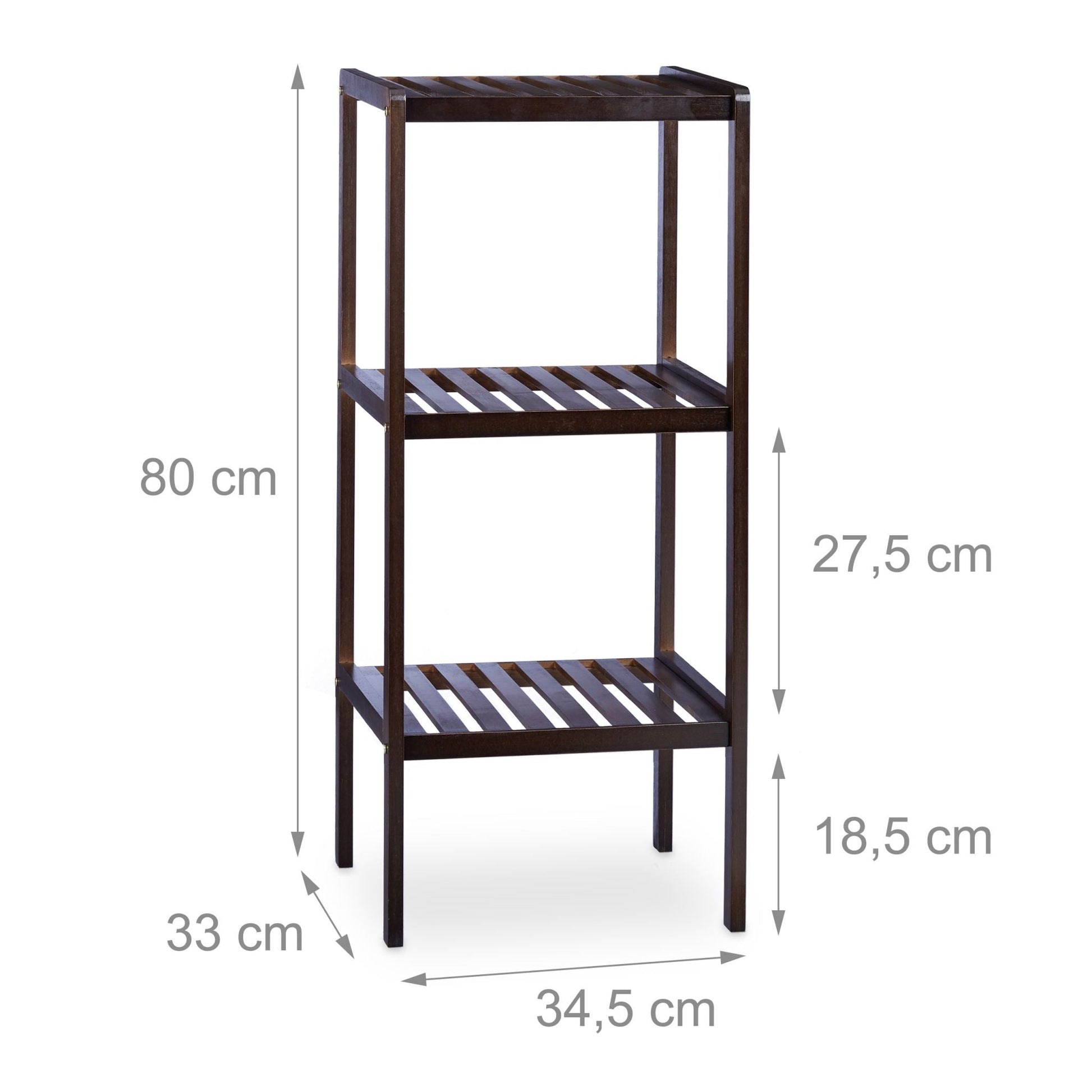 Badregal mit 3 Ablageflächen Bambus Dunkelbraun von Relaxdays