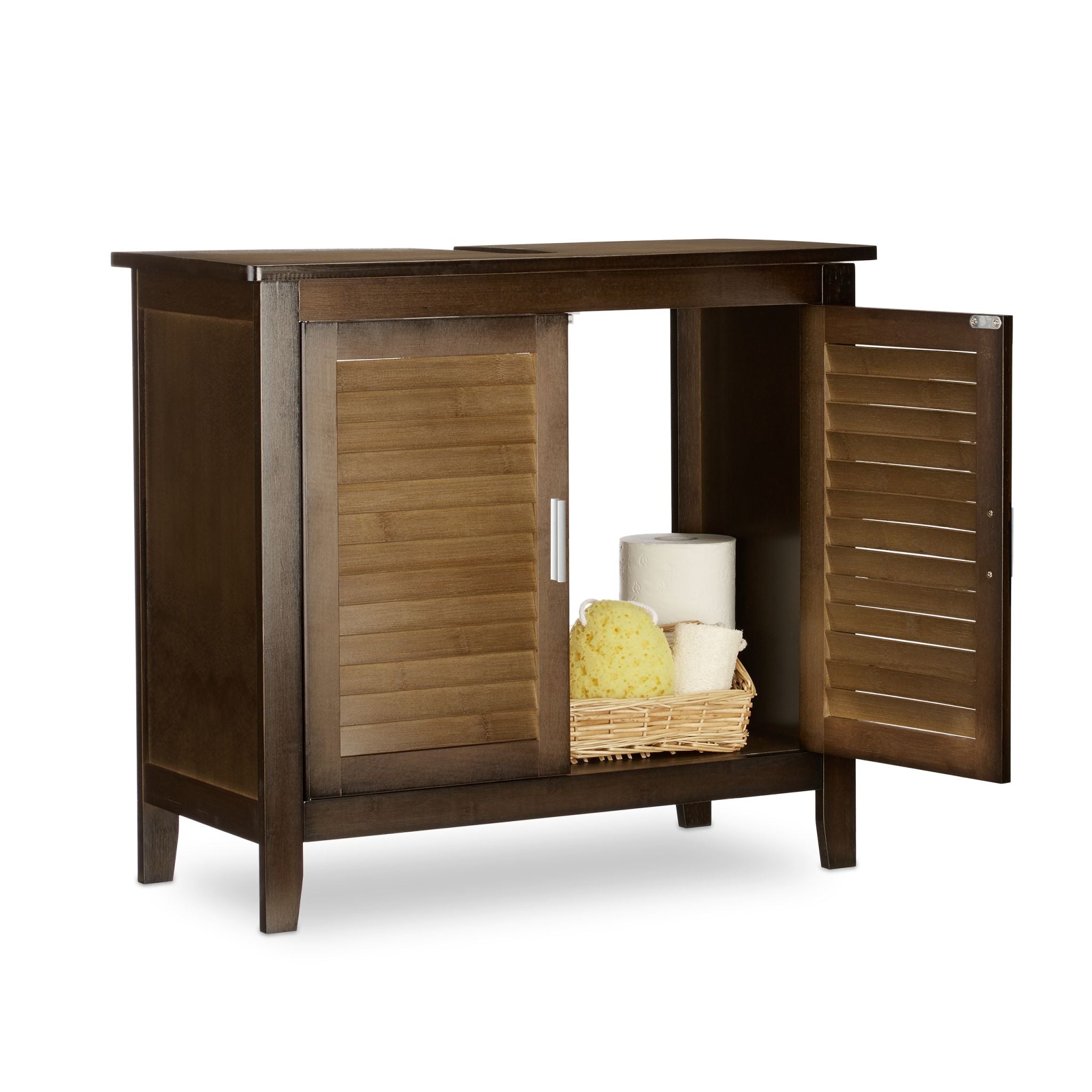 Waschbeckenunterschrank braun LAMELL Dunkelbraun von Relaxdays