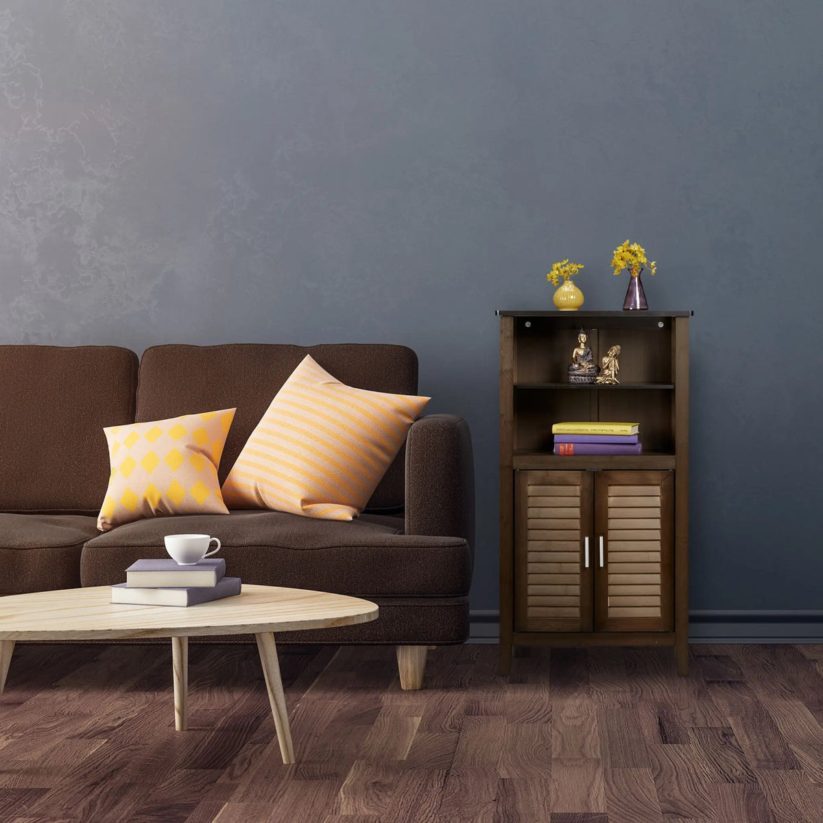 Badezimmerschrank dunkelbraun LAMELL Dunkelbraun-Silber von Relaxdays