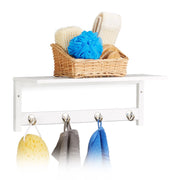 Wandregal mit 4 Haken Weiss-Silber von Relaxdays