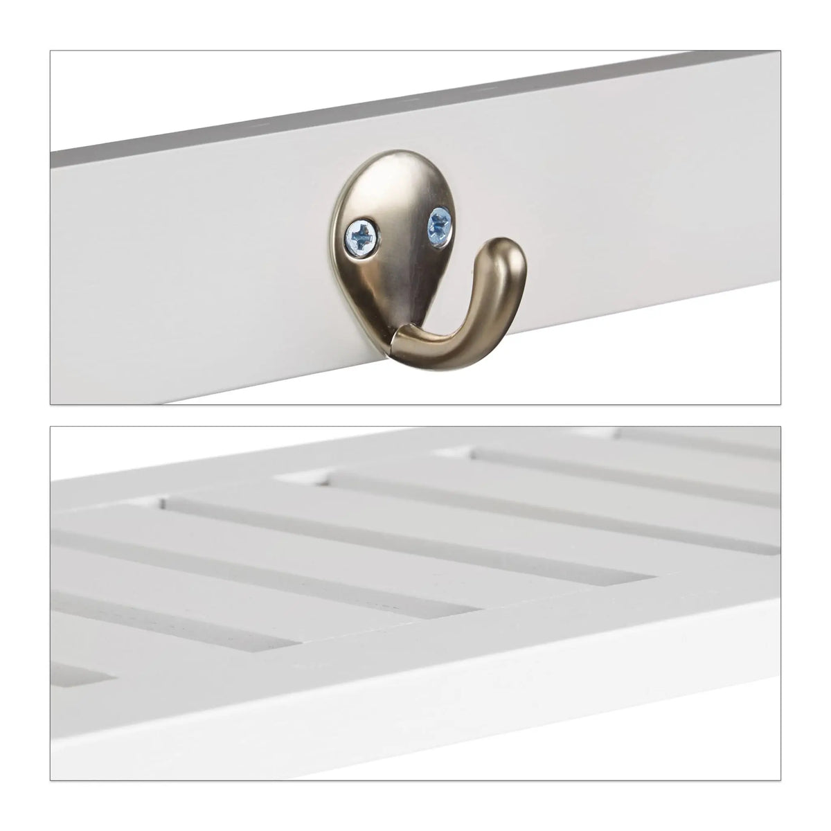 Wandregal mit 4 Haken Weiss-Silber von Relaxdays