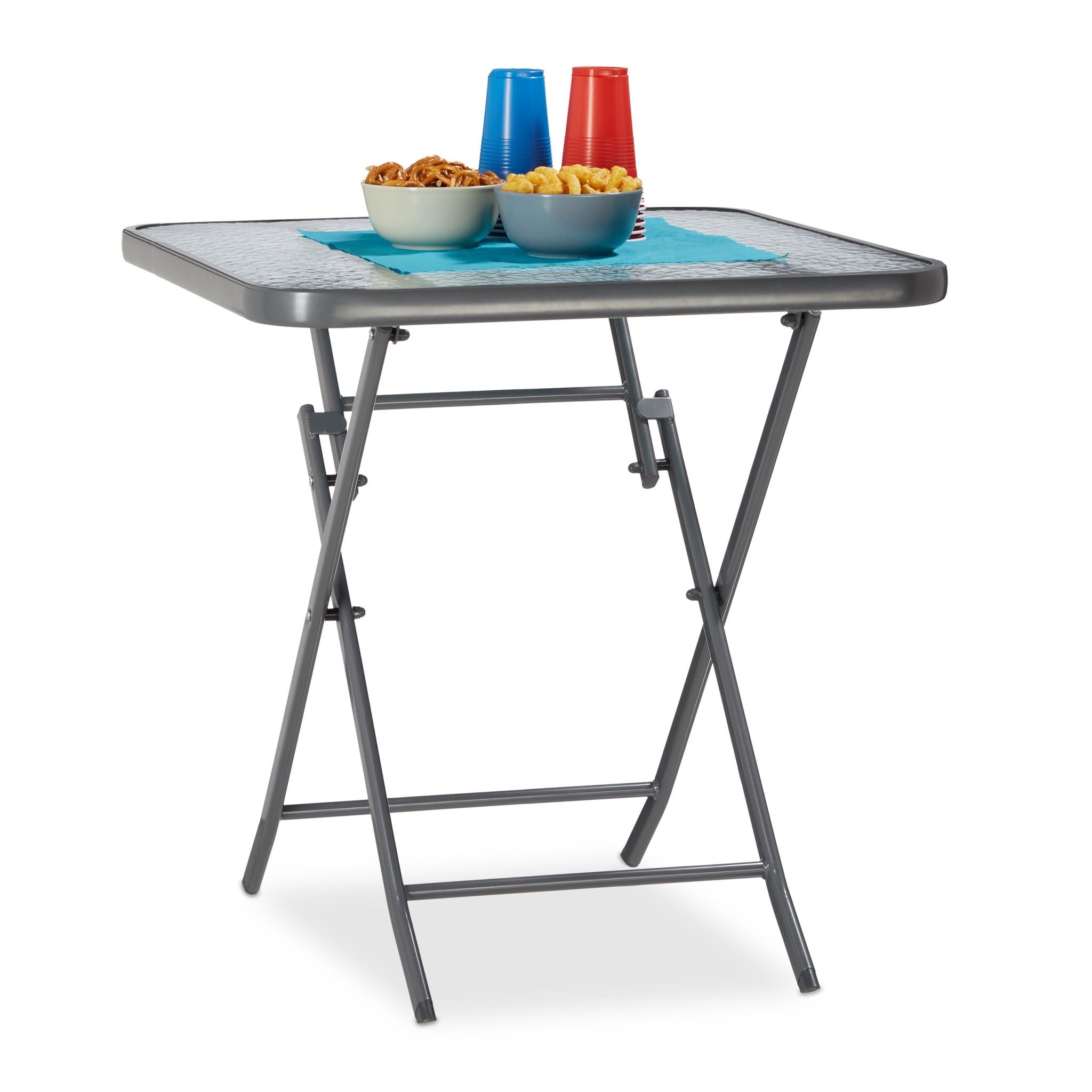 Balkontisch klappbar mit Glas STRUK Transparent-Grau von Relaxdays