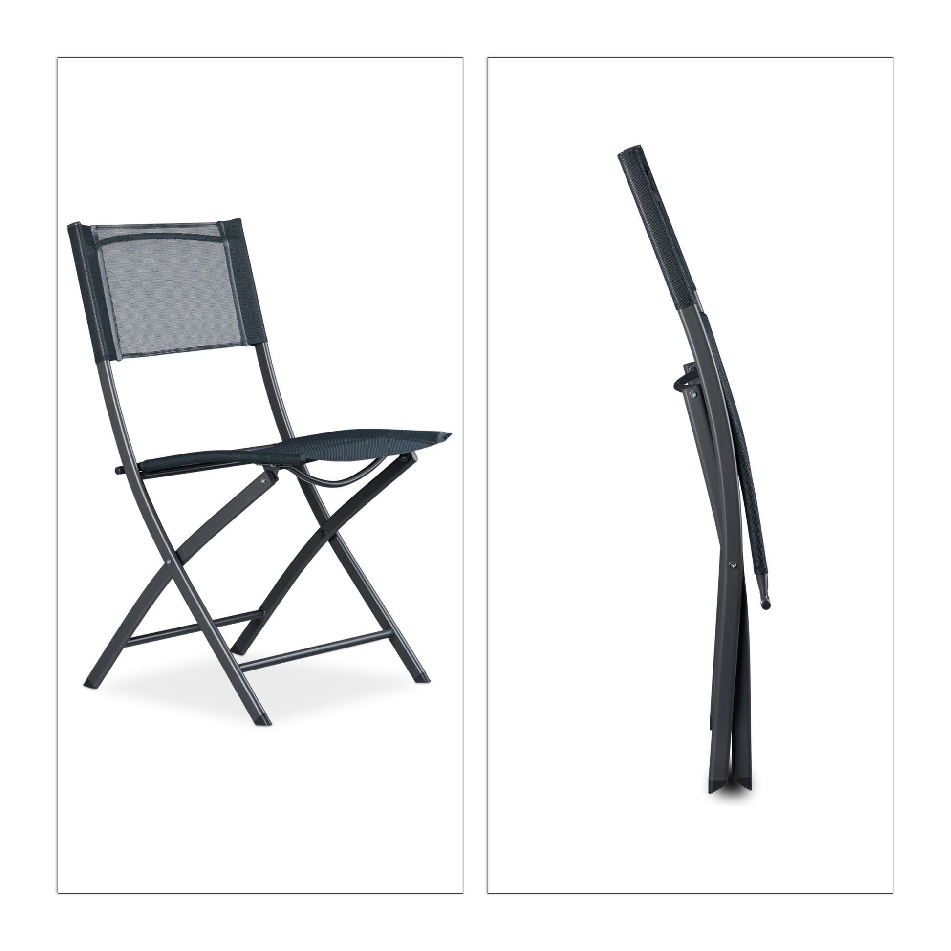 Klappstuhl Balkon Anthrazit-Grau von Relaxdays