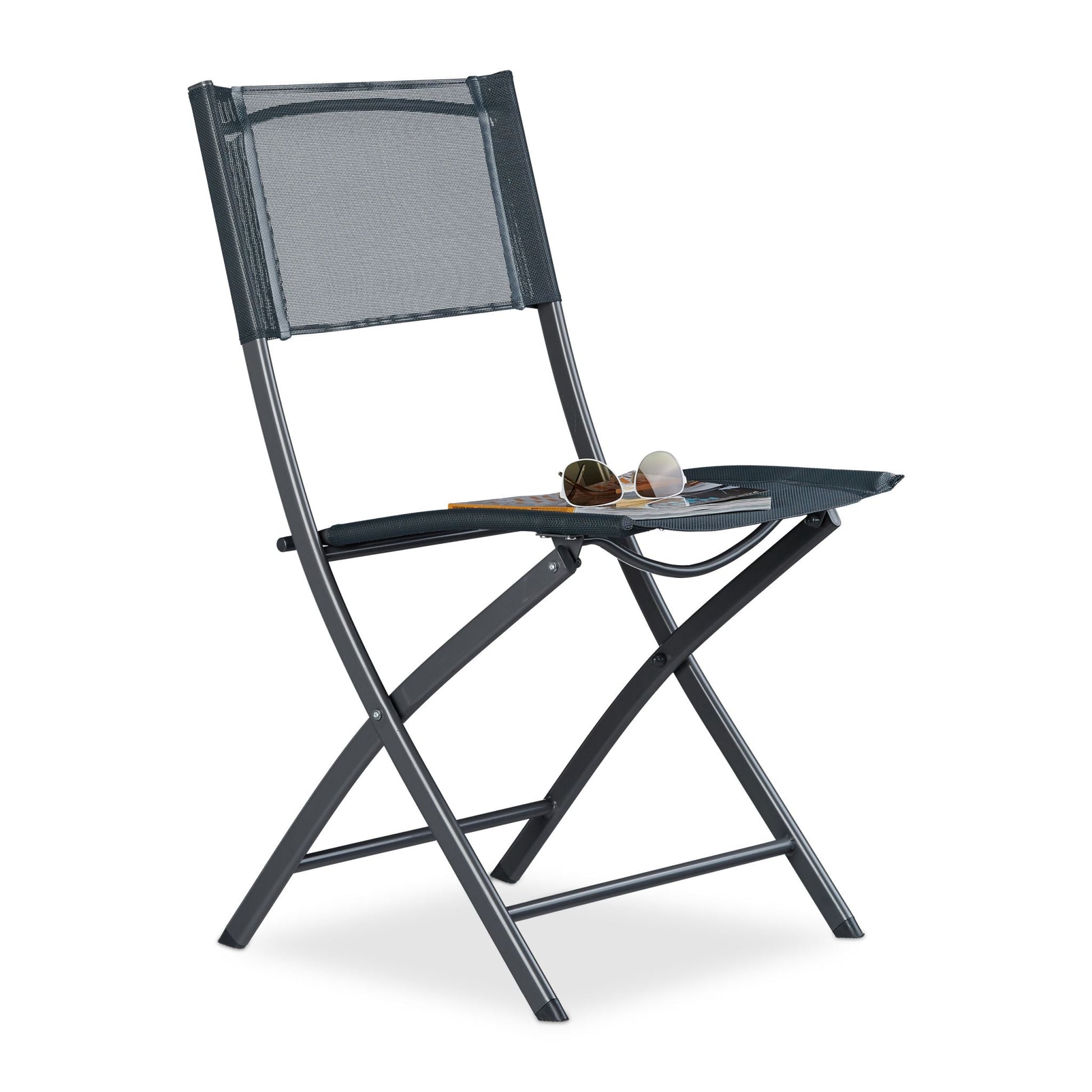 Klappstuhl Balkon Anthrazit-Grau von Relaxdays