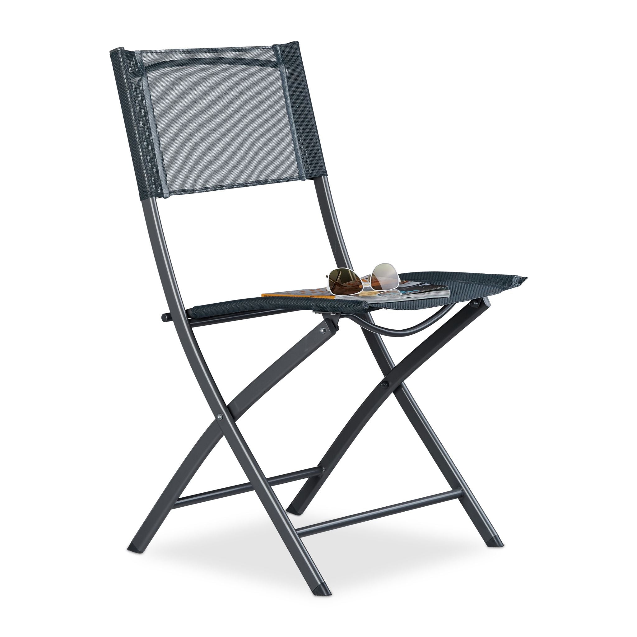 Klappstuhl Balkon Anthrazit-Grau von Relaxdays