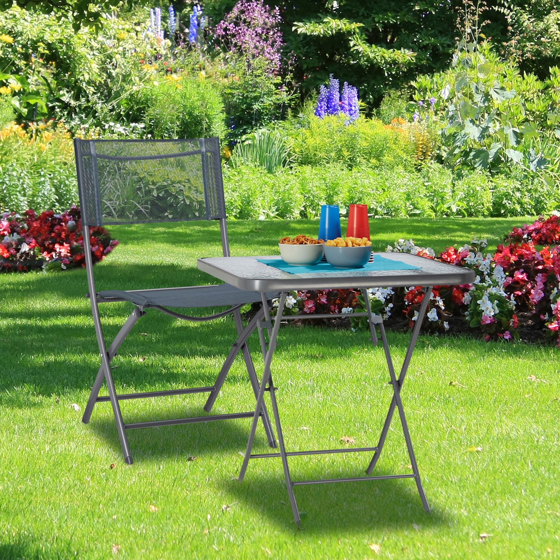 Klappstuhl Balkon Anthrazit-Grau von Relaxdays