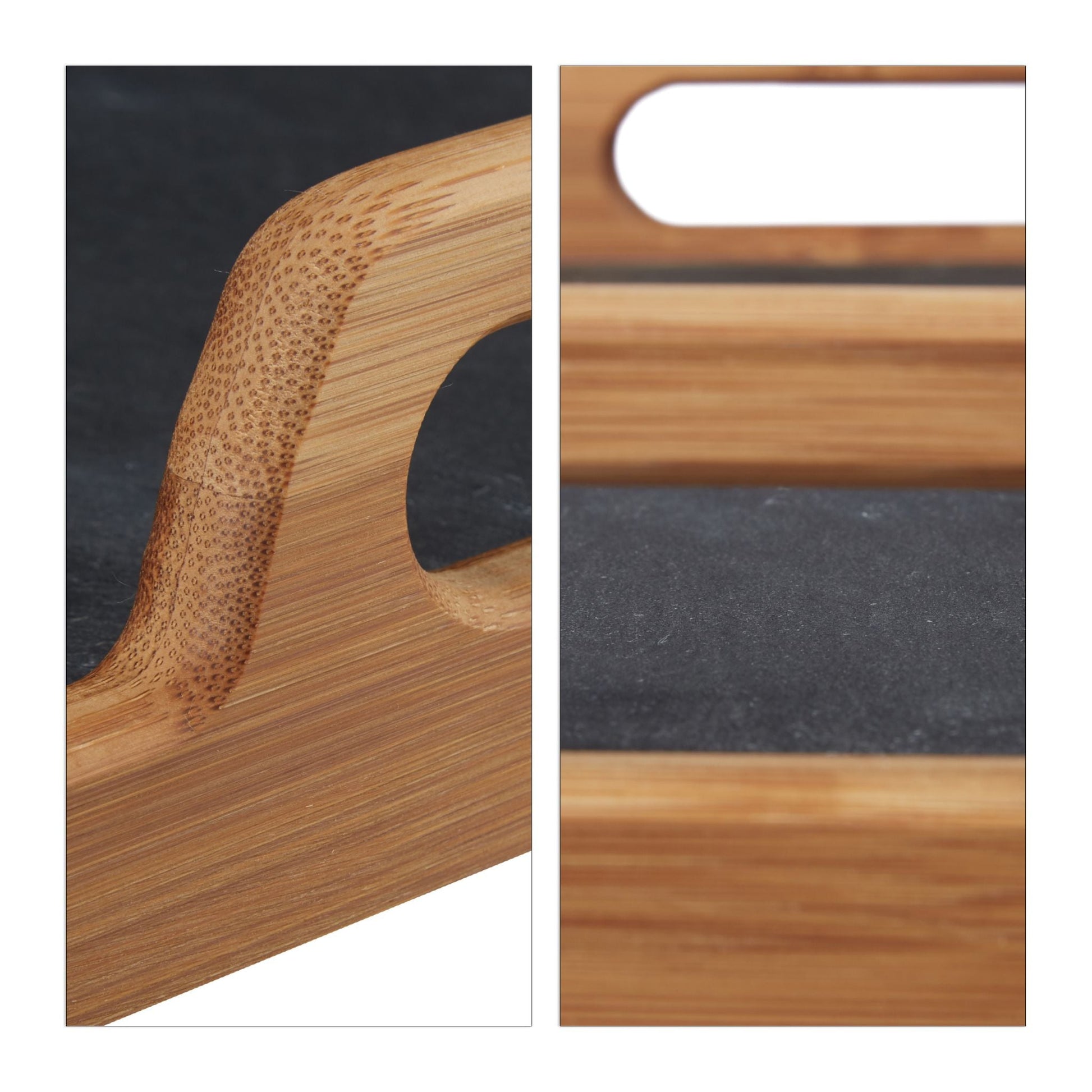 Serviertablett mit Schieferplatte Anthrazit-Hellbraun von Relaxdays