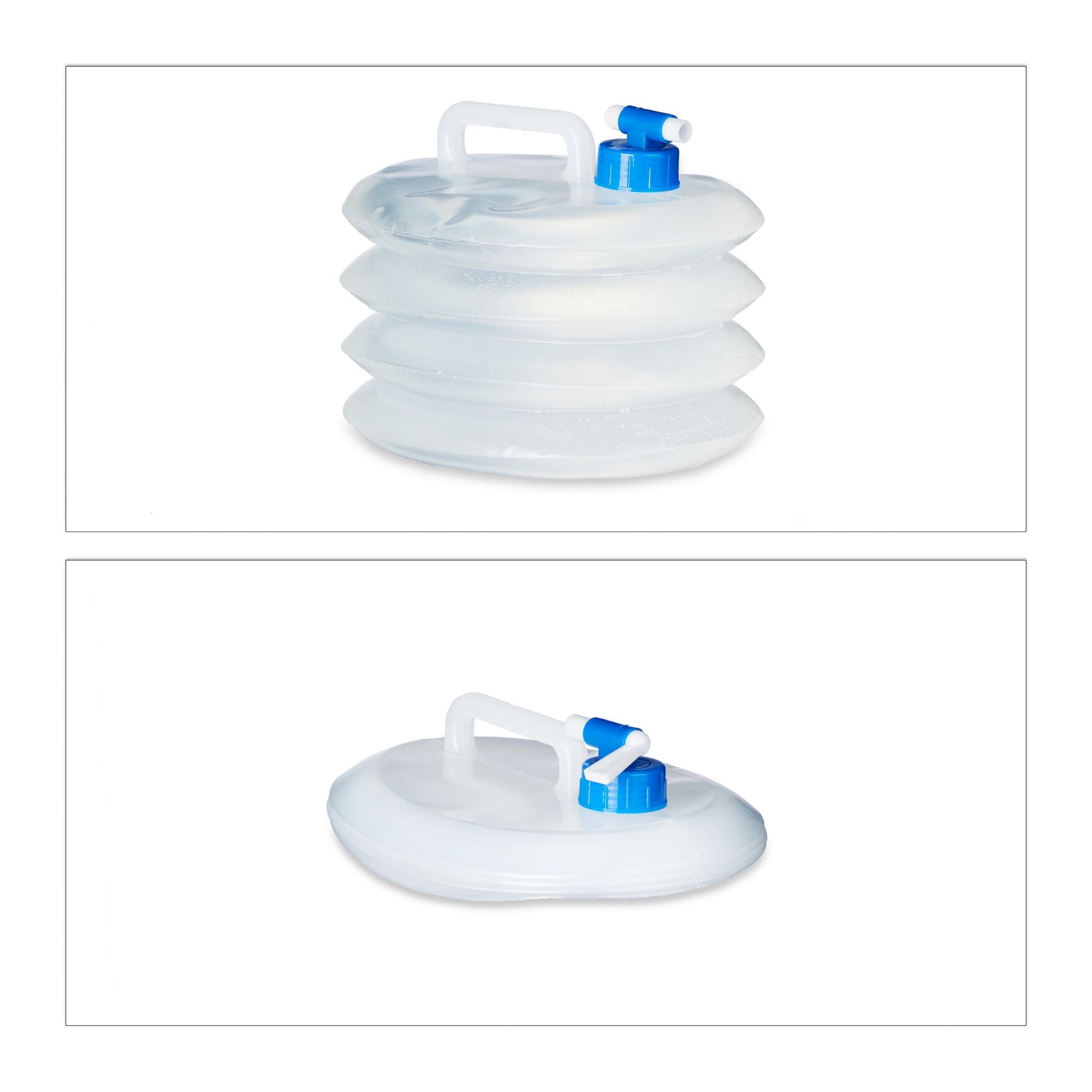 Wasserkanister faltbar 4er-Set oval Blau-Transparent von Relaxdays