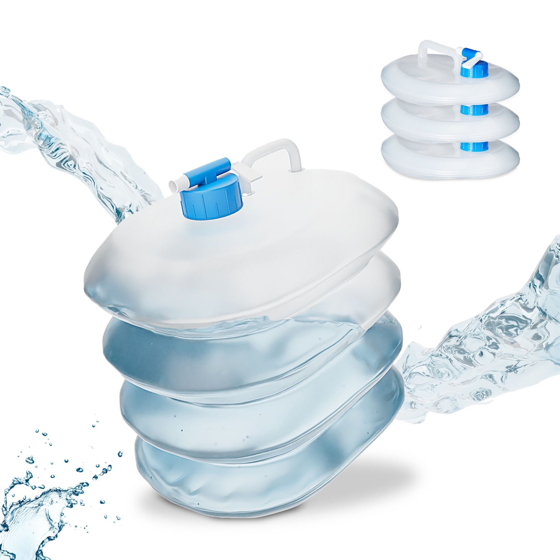 Wasserkanister faltbar 4er-Set oval Blau-Transparent von Relaxdays