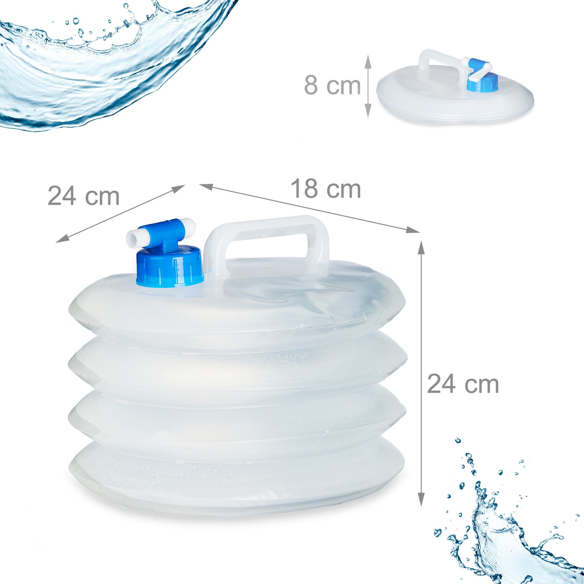 Wasserkanister faltbar 4er-Set oval Blau-Transparent von Relaxdays