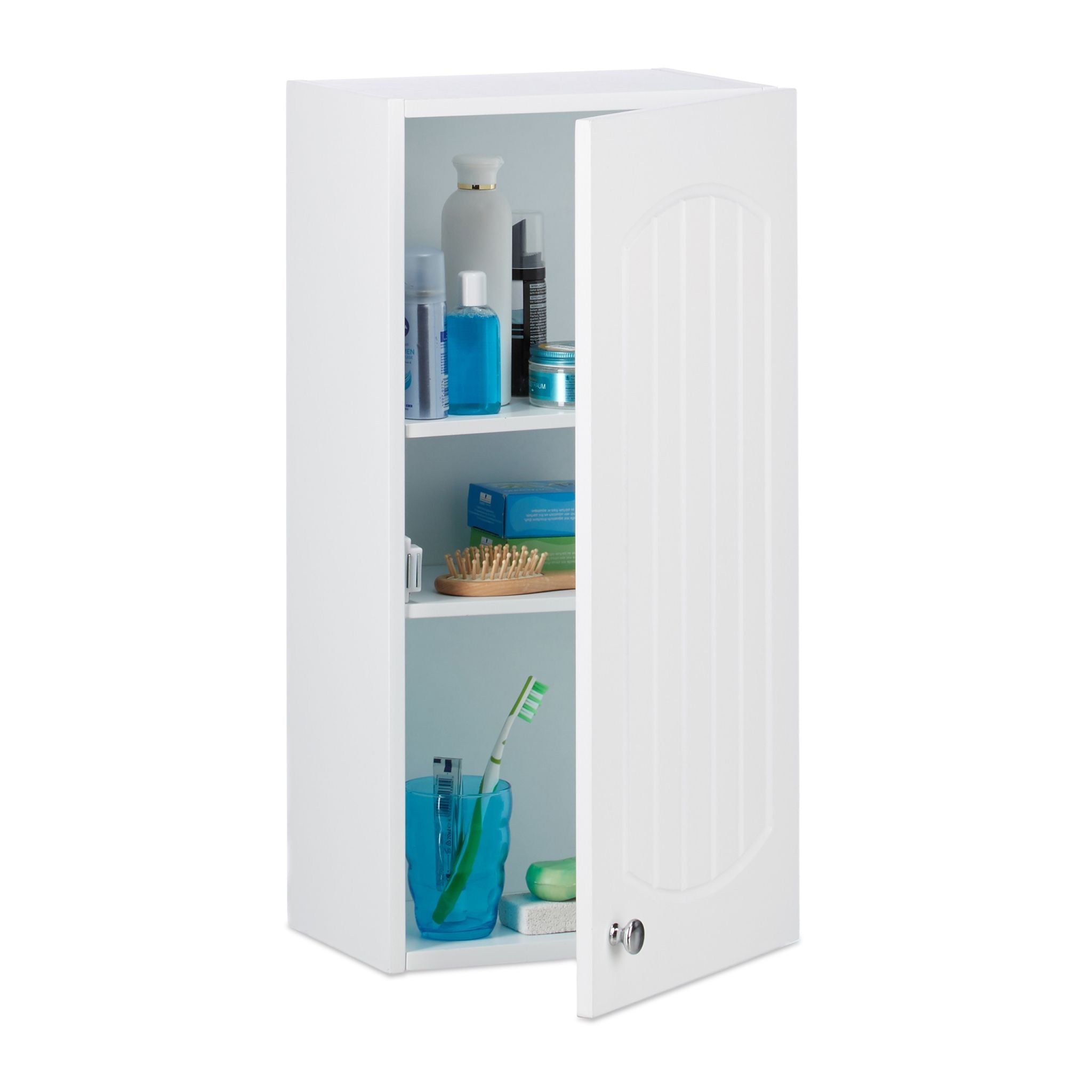 Badezimmerschrank hängend Weiss-Silber von Relaxdays