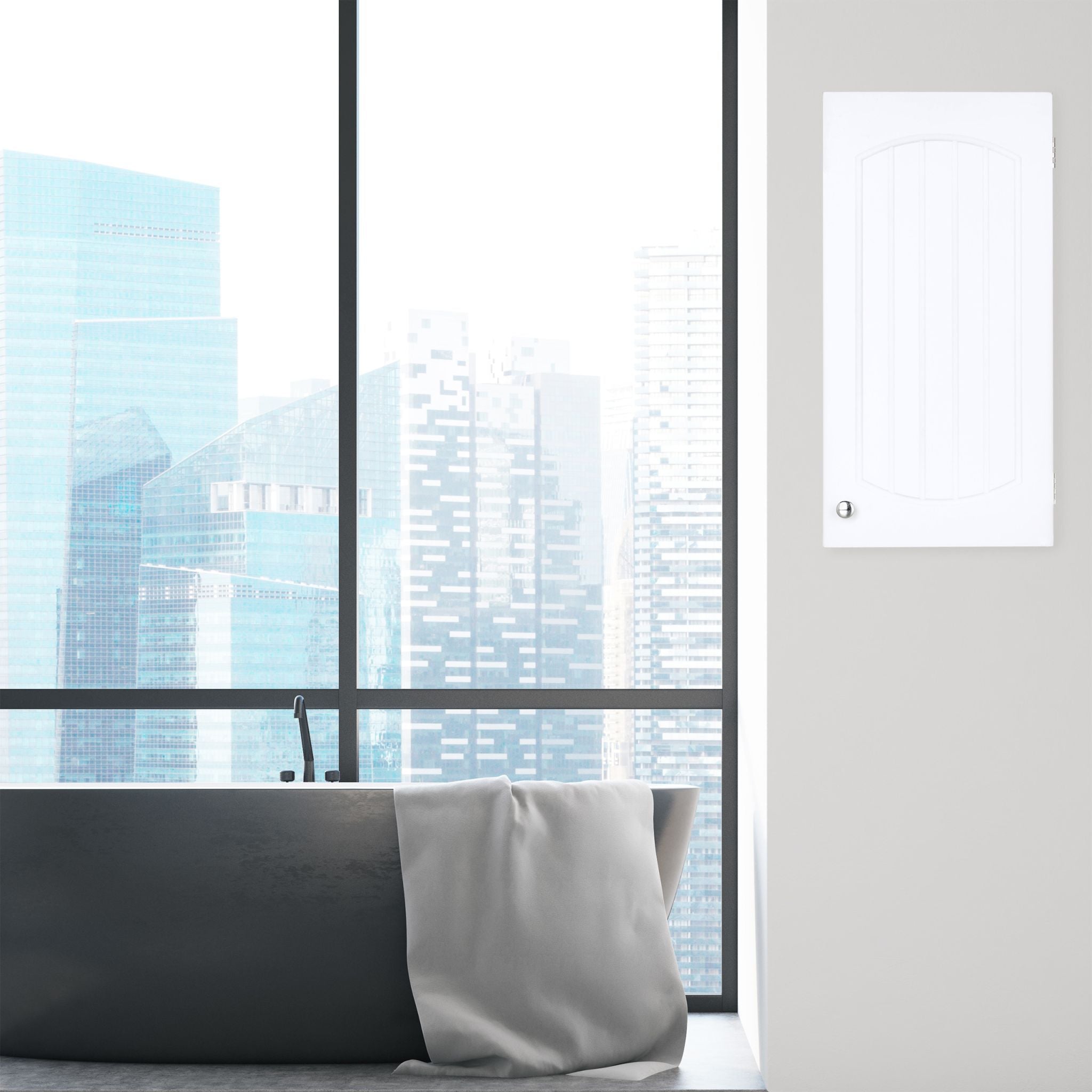 Badezimmerschrank hängend Weiss-Silber von Relaxdays