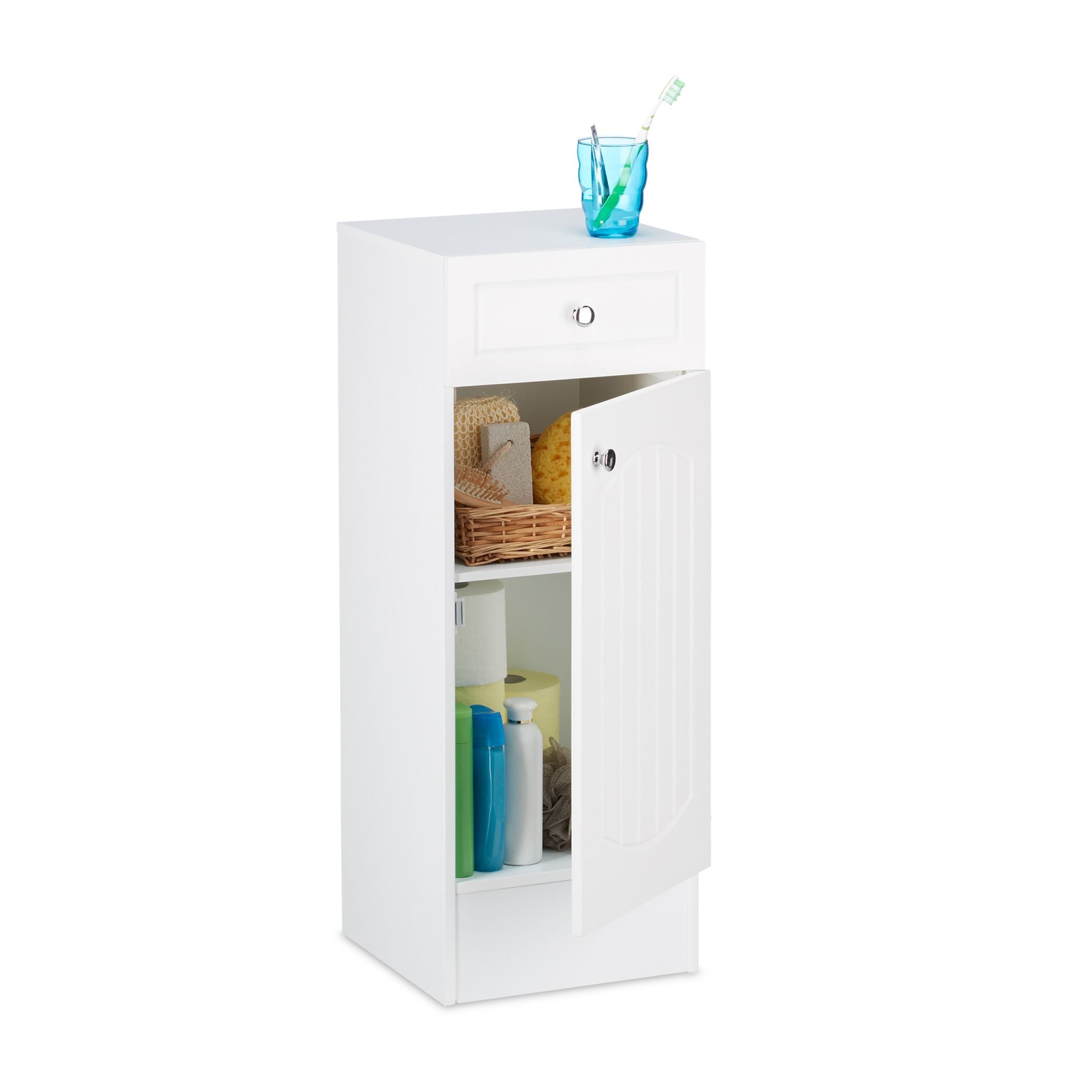 Badschrank Weiss-Silber von Relaxdays