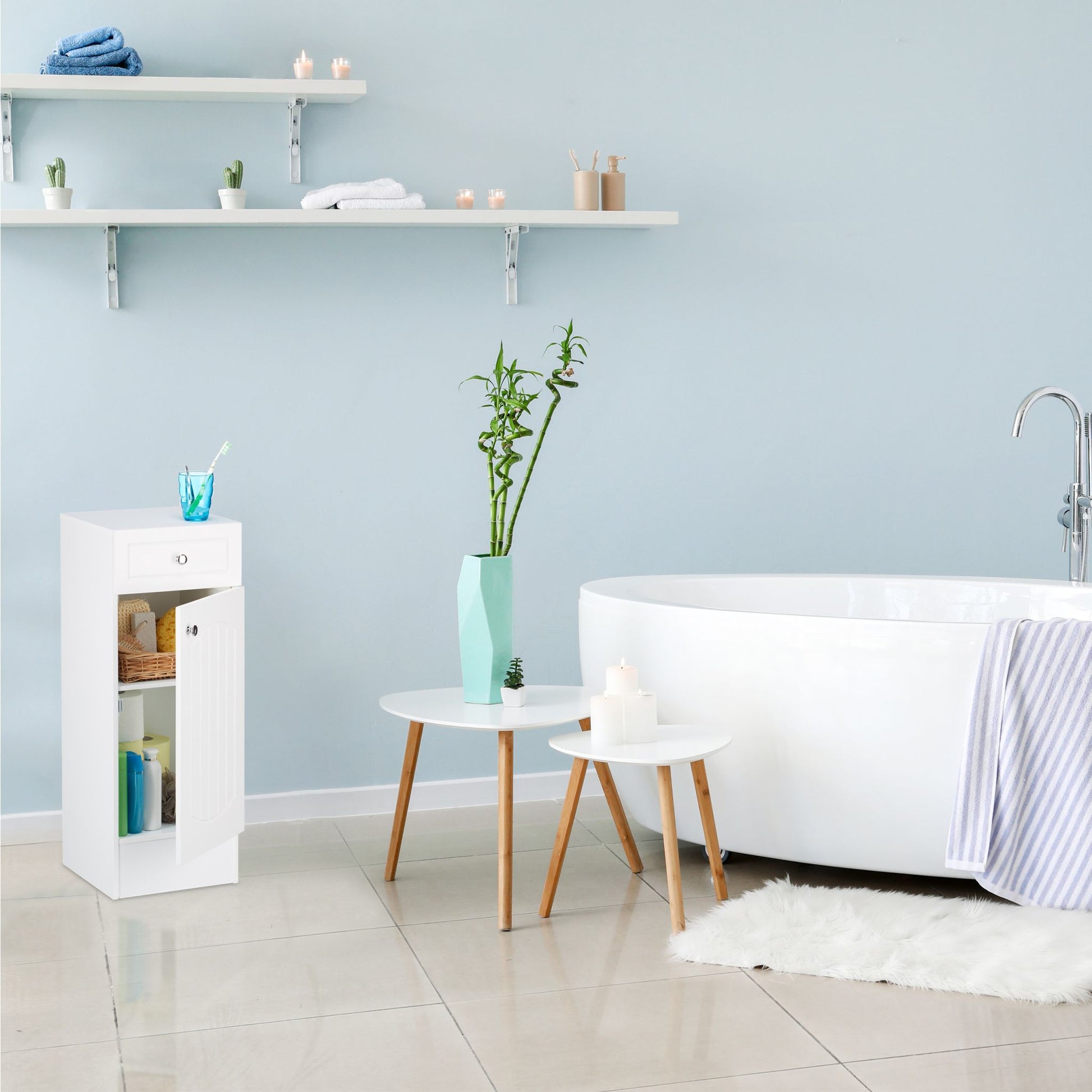 Badschrank Weiss-Silber von Relaxdays