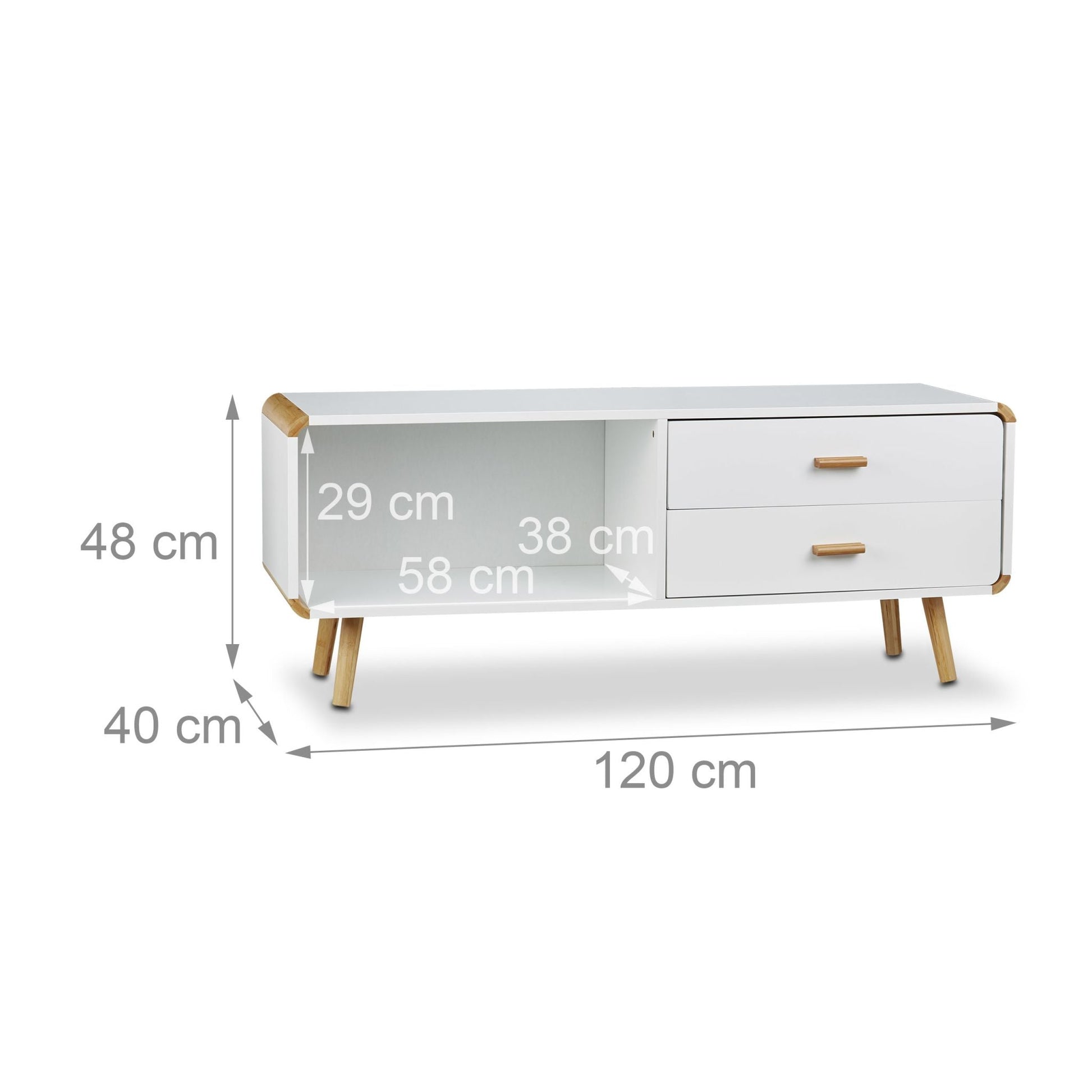 Sideboard mit abgerundeten Ecken Weiss-Hellbraun von Relaxdays