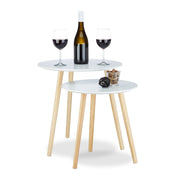 Beistelltisch 2er-Set Skandinavisch Weiss-Hellbraun von Relaxdays