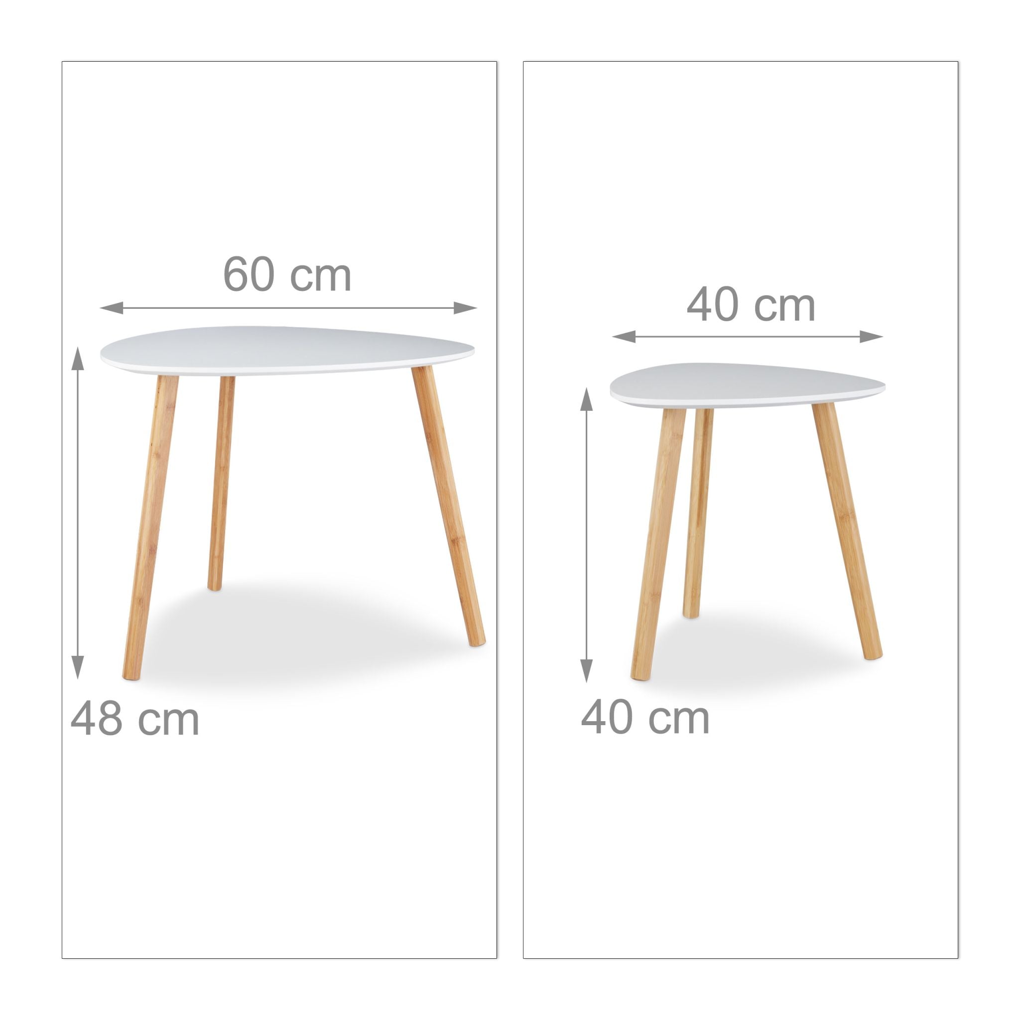 Satztisch 2er-Set nordischen Design Weiss-Hellbraun von Relaxdays