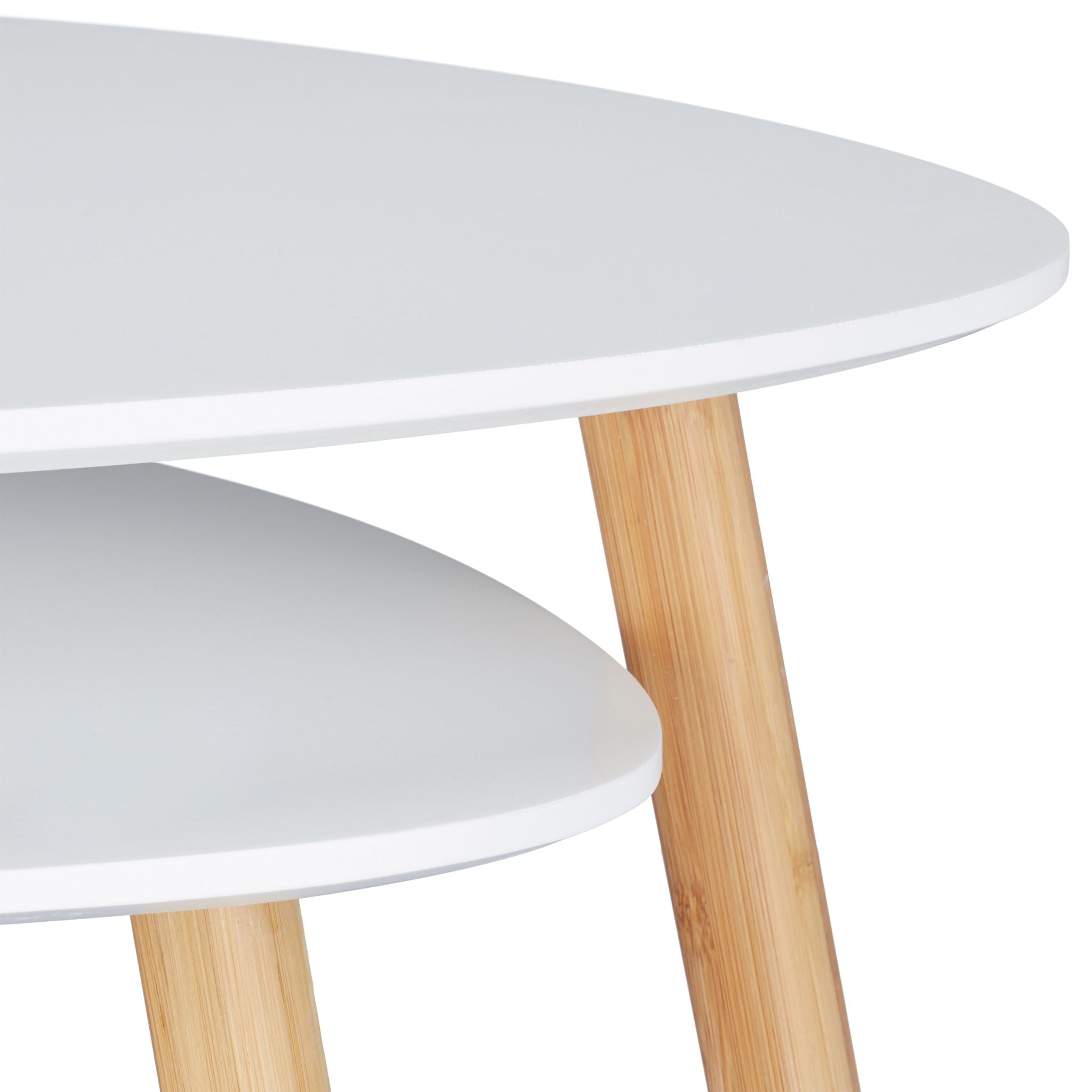 Satztisch 2er-Set nordischen Design Weiss-Hellbraun von Relaxdays