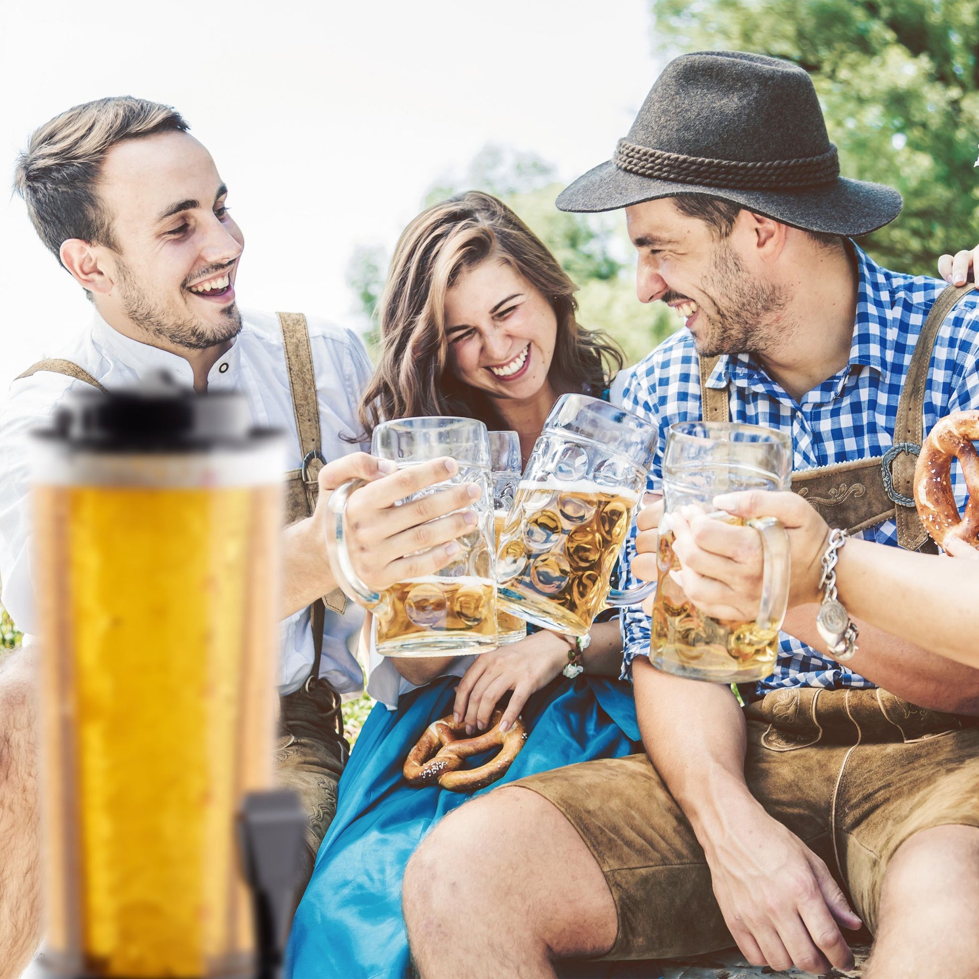 Biersäule mit Zapfhahn Schwarz-Transparent von Relaxdays