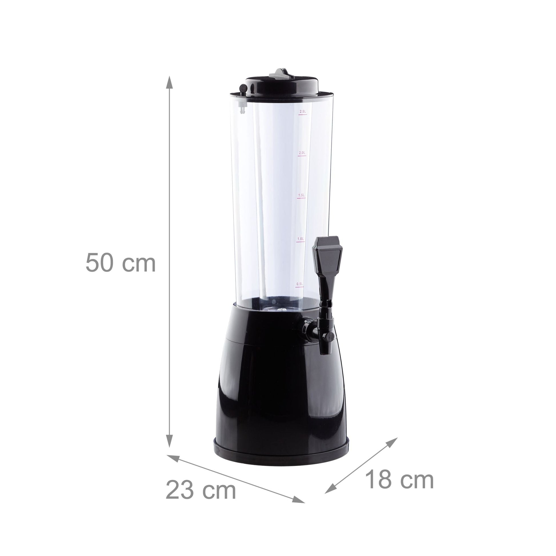 Biersäule mit Zapfhahn Schwarz-Transparent von Relaxdays