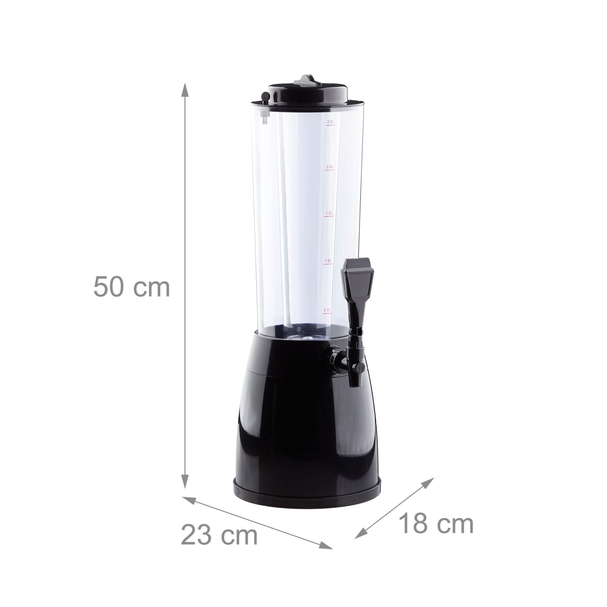 Biersäule mit Zapfhahn Schwarz-Transparent von Relaxdays