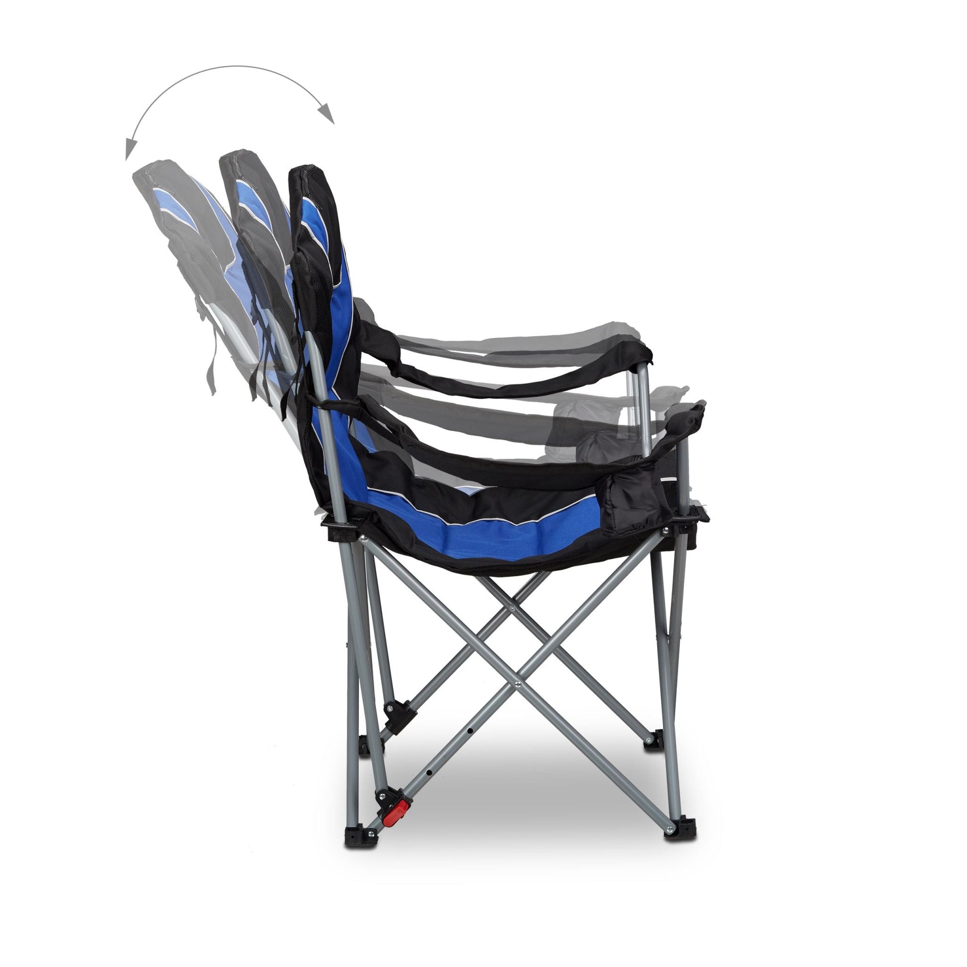 Campingstuhl faltbar mit Polsterung Blau-Schwarz-Silber von Relaxdays