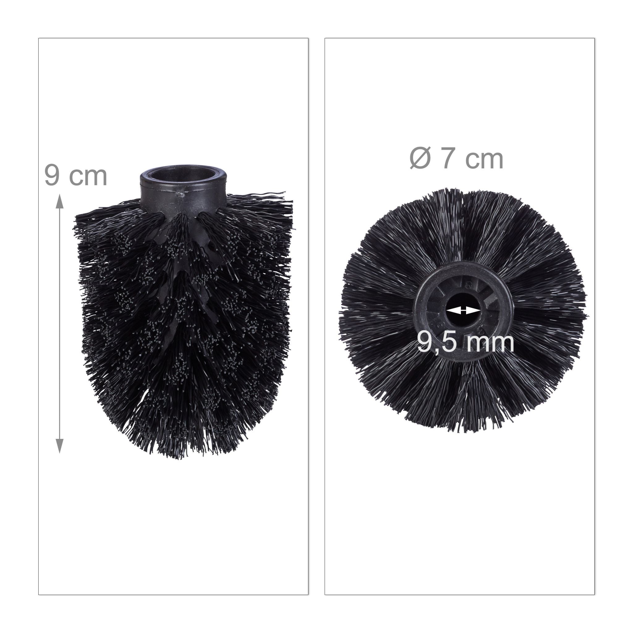 WC Bürstenkopf Ersatz Set 9,5mm Schwarz