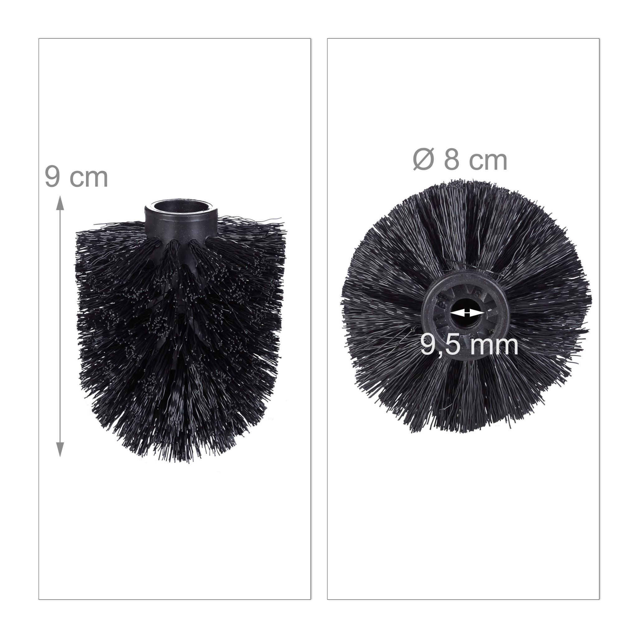 WC Bürstenkopf Ersatz-Set 9,5mm Schwarz