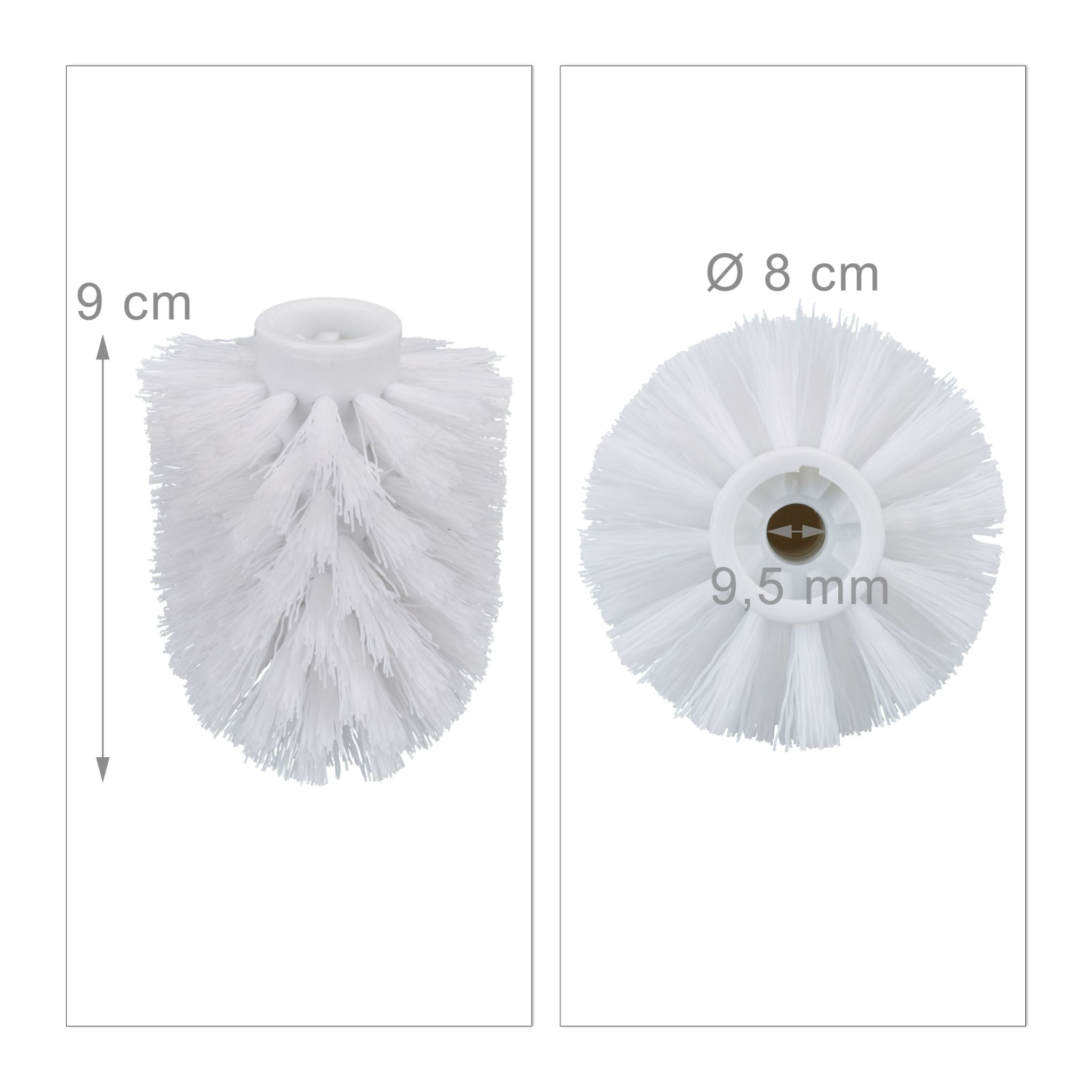 WC Bürstenkopf Ersatz-Set 9,5mm Weiss von Relaxdays