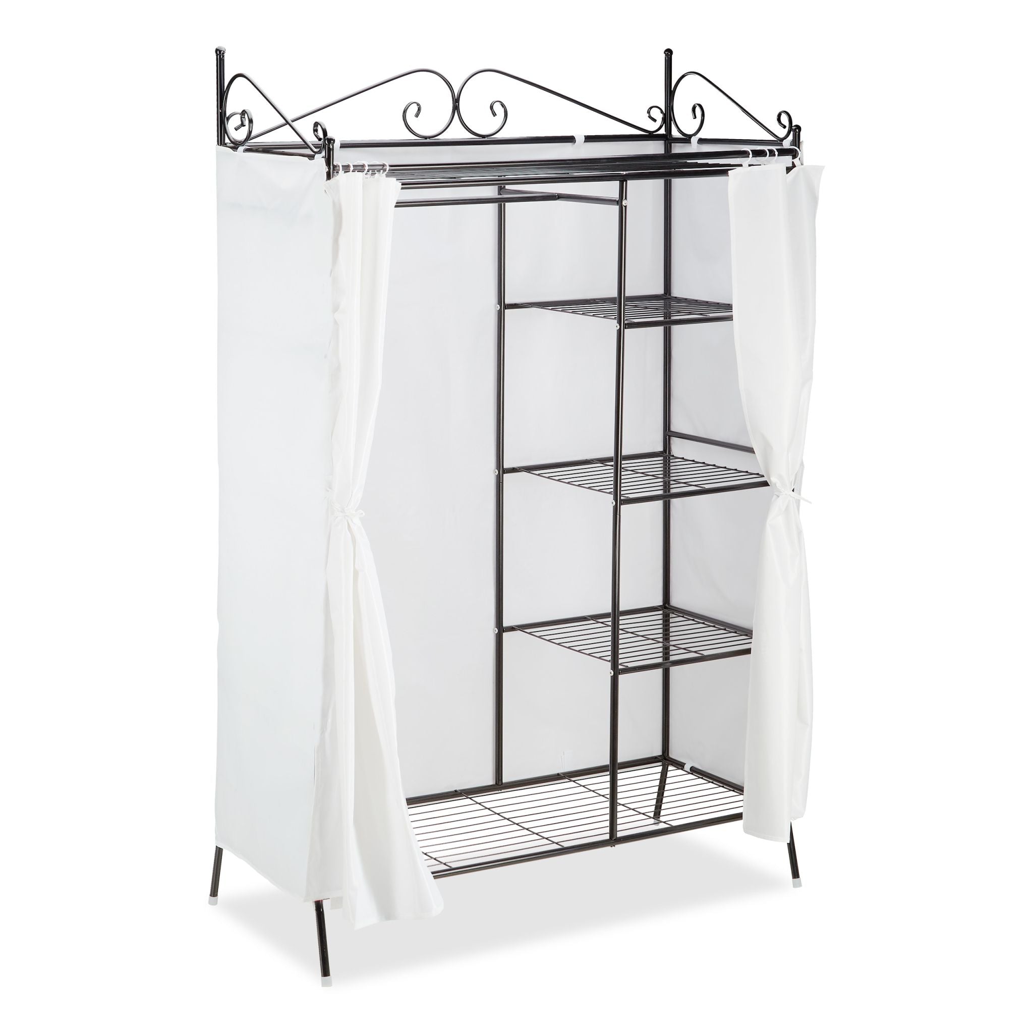 Garderobe COUNTRY mit Stoffbezug Weiss-Schwarz von Relaxdays
