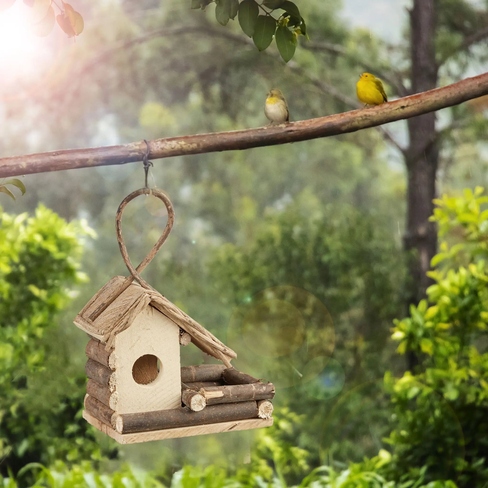Dekoratives Vogelhaus zum Aufhängen Braun-Hellbraun von Relaxdays