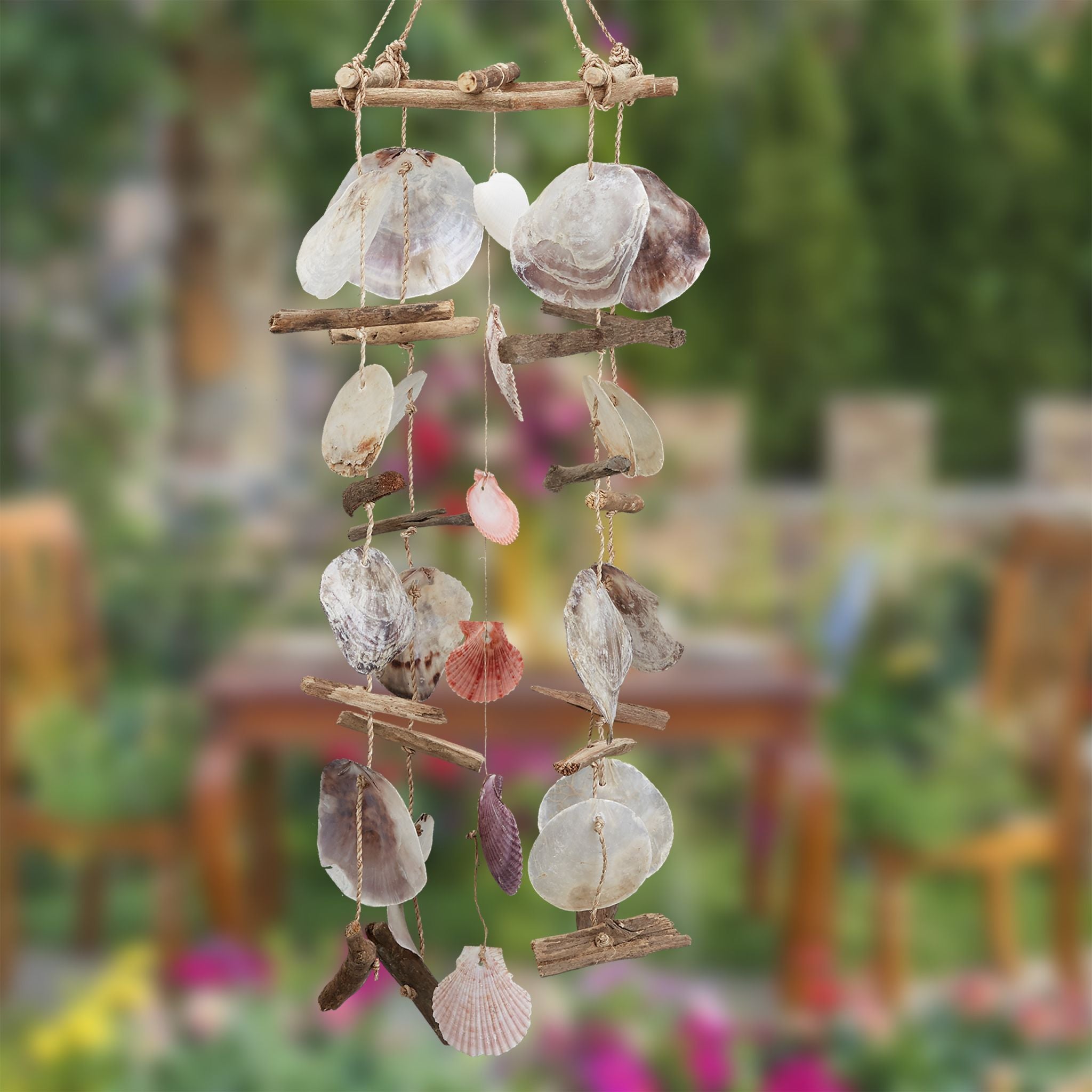 Windspiel Treibholz mit Muscheln Hellbraun von Relaxdays
