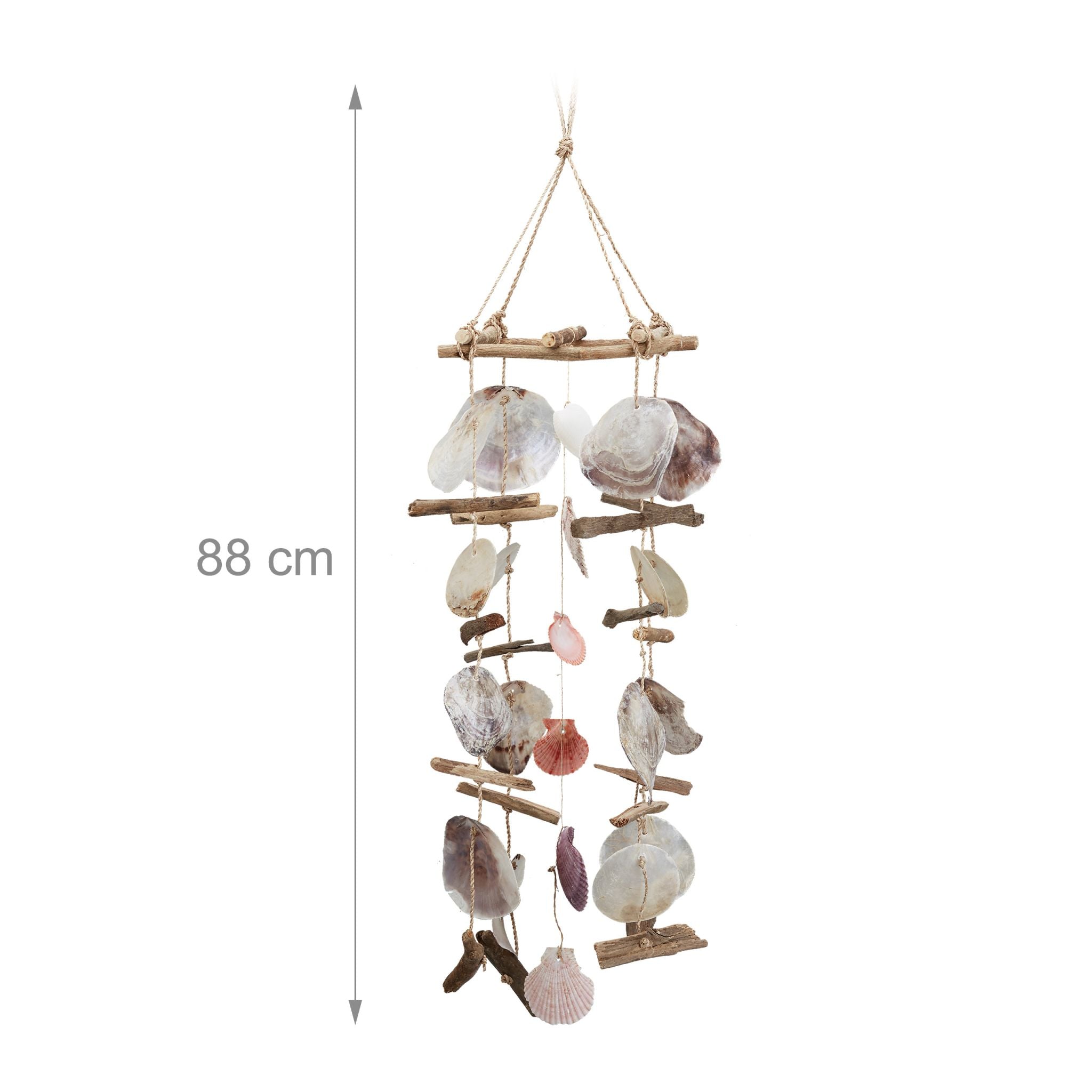 Windspiel Treibholz mit Muscheln Hellbraun von Relaxdays