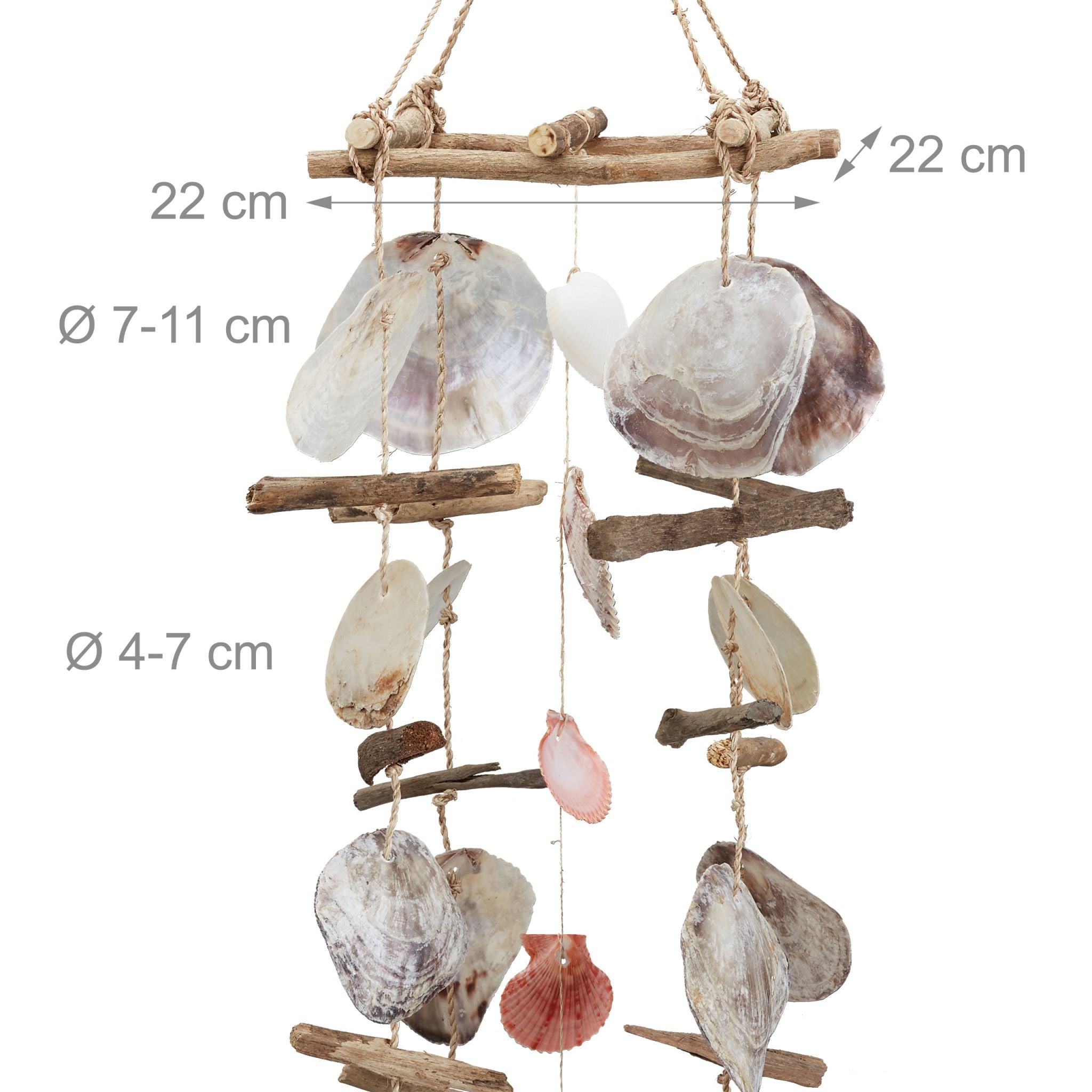 Windspiel Treibholz mit Muscheln Hellbraun von Relaxdays