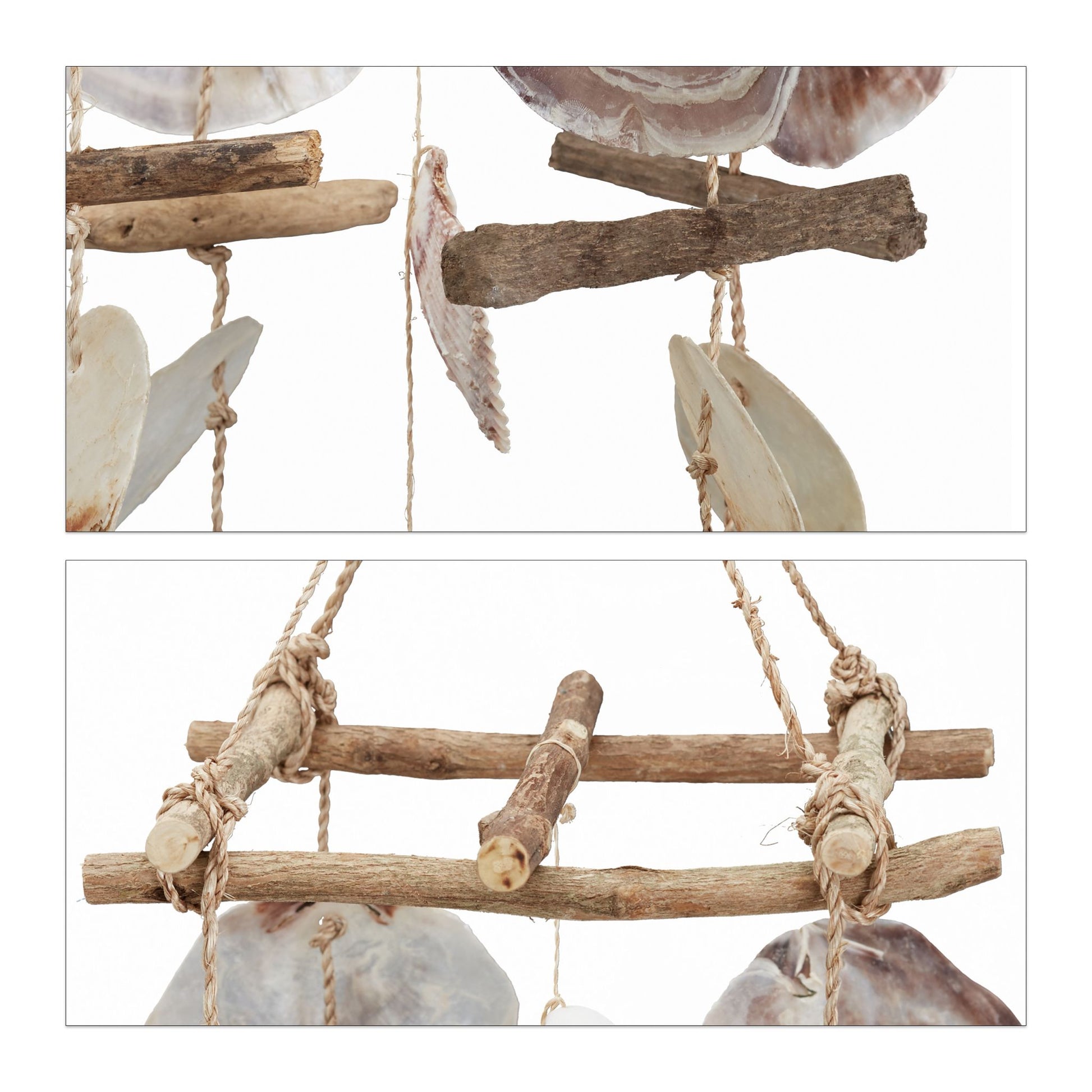Windspiel Treibholz mit Muscheln Hellbraun von Relaxdays