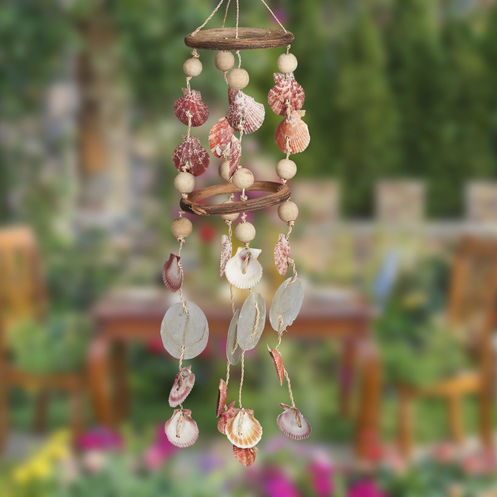 Muschel Windspiel in 2 Grössen Beige-Weiss-Braun von Relaxdays