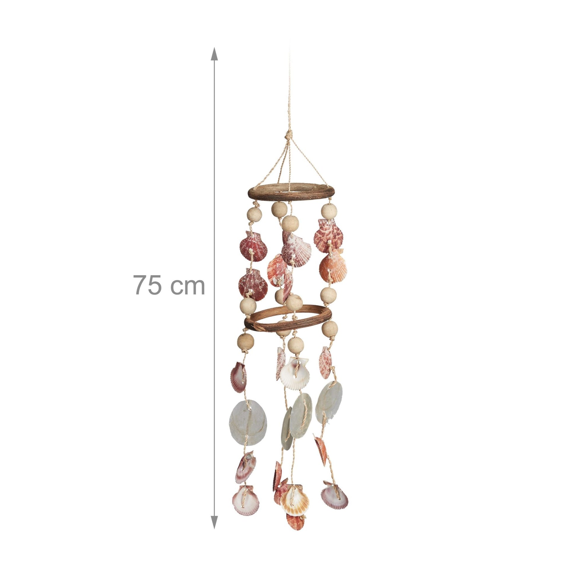 Muschel Windspiel in 2 Grössen Beige-Weiss-Braun von Relaxdays