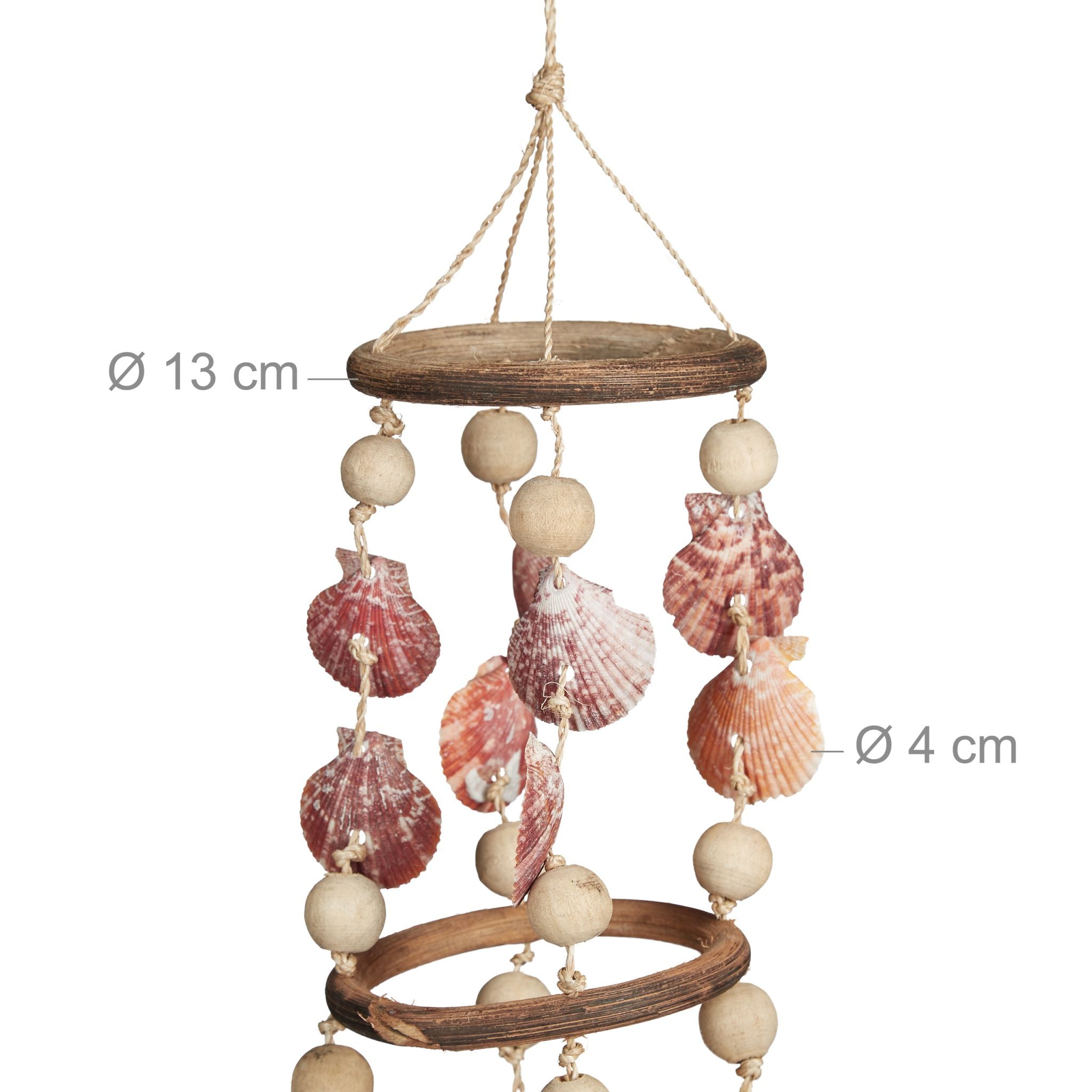 Muschel Windspiel in 2 Grössen Beige-Weiss-Braun von Relaxdays
