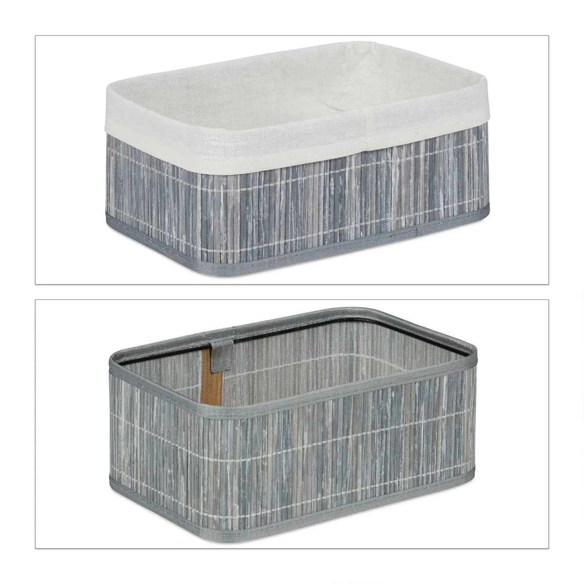 Aufbewahrungskorb Bad 3 teiliges Set Weiss-Grau von Relaxdays