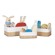 Aufbewahrungskorb Bad 3 teiliges Set Weiss-Hellbraun von Relaxdays