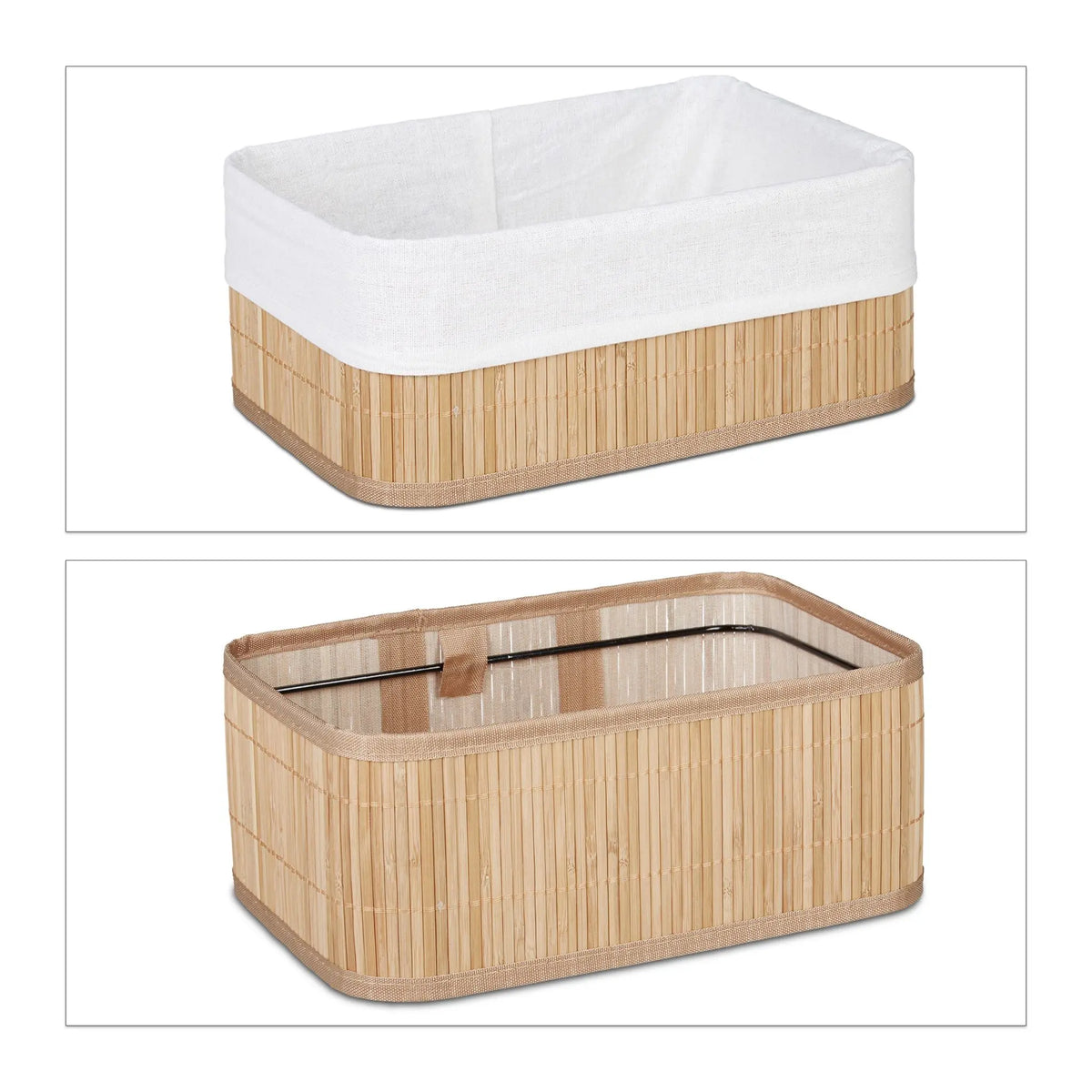 Aufbewahrungskorb Bad 3 teiliges Set Weiss-Hellbraun von Relaxdays